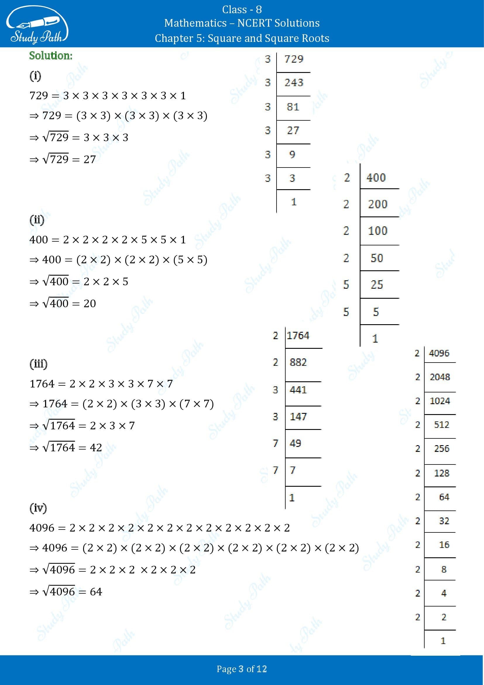 NCERT Solutions for Class 8 Maths Chapter 5 Squares and Square Roots Exercise 5.3 00003