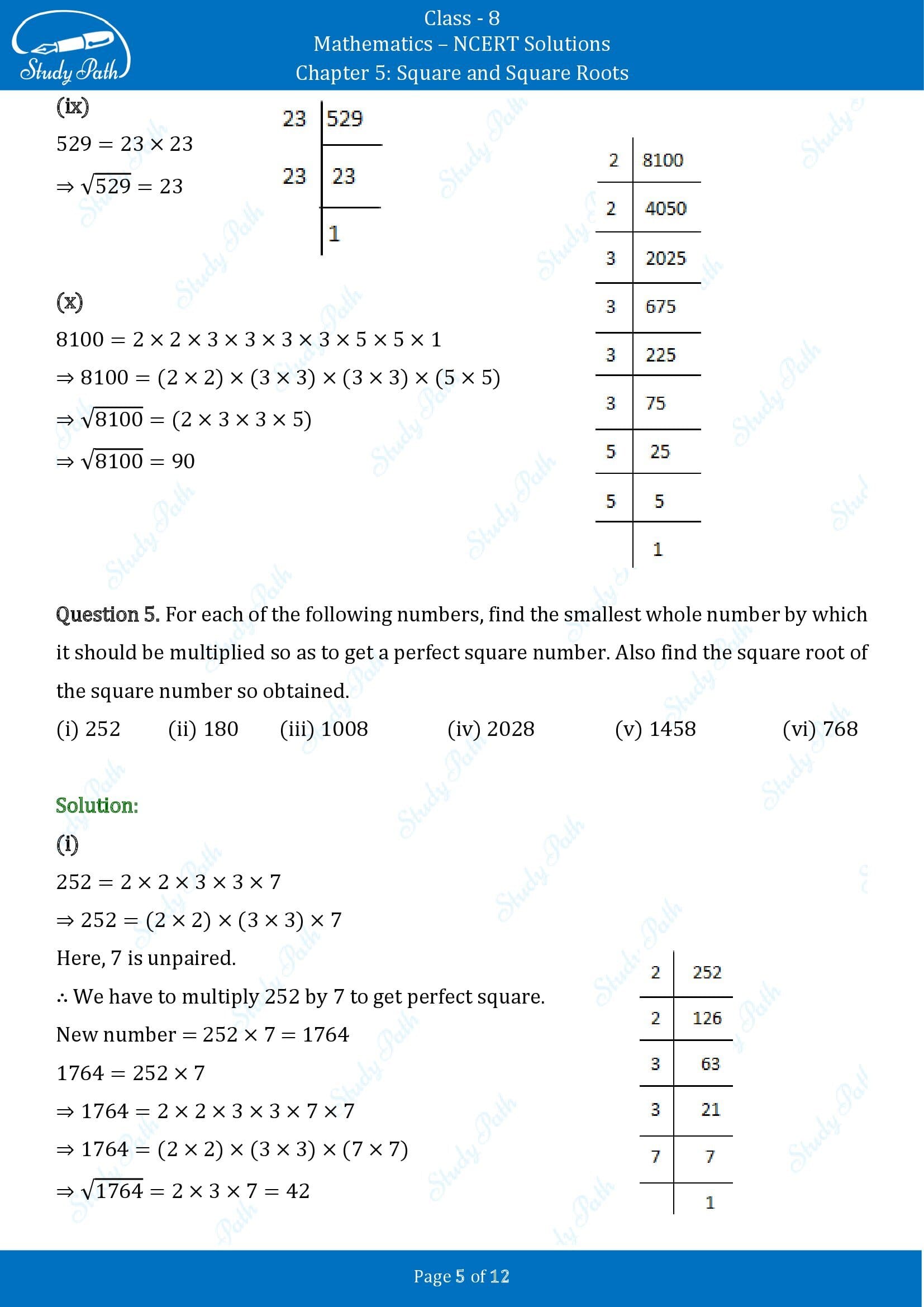 NCERT Solutions for Class 8 Maths Chapter 5 Squares and Square Roots Exercise 5.3 00005