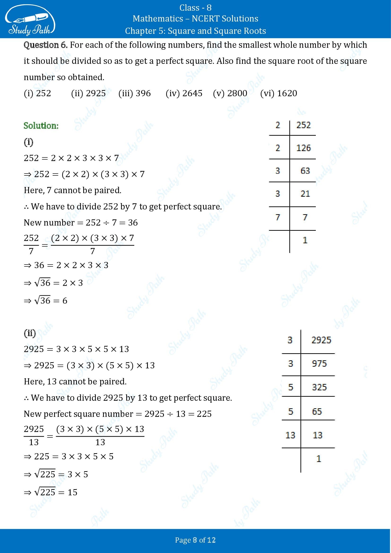 NCERT Solutions for Class 8 Maths Chapter 5 Squares and Square Roots Exercise 5.3 00008