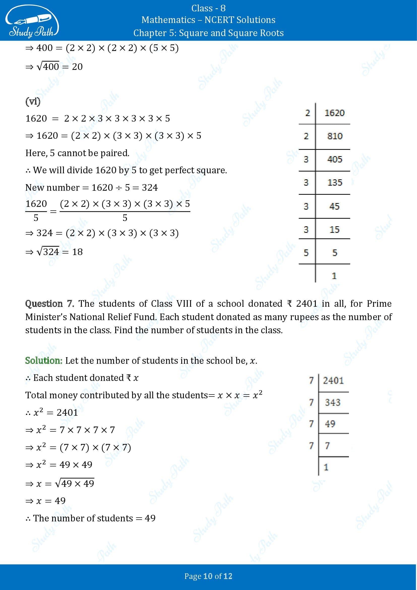 NCERT Solutions for Class 8 Maths Chapter 5 Squares and Square Roots Exercise 5.3 00010