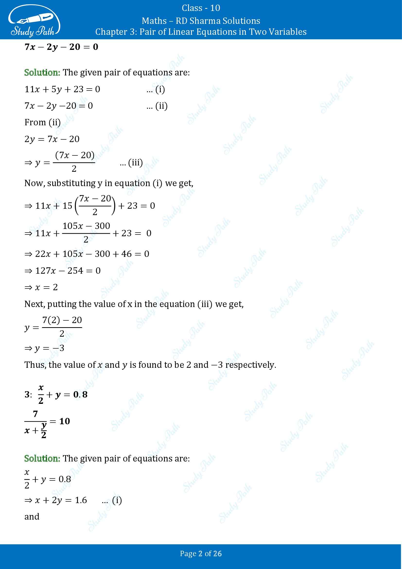 RD Sharma Solutions Class 10 Chapter 3 Pair of Linear Equations in Two Variables Exercise 3.3 00002