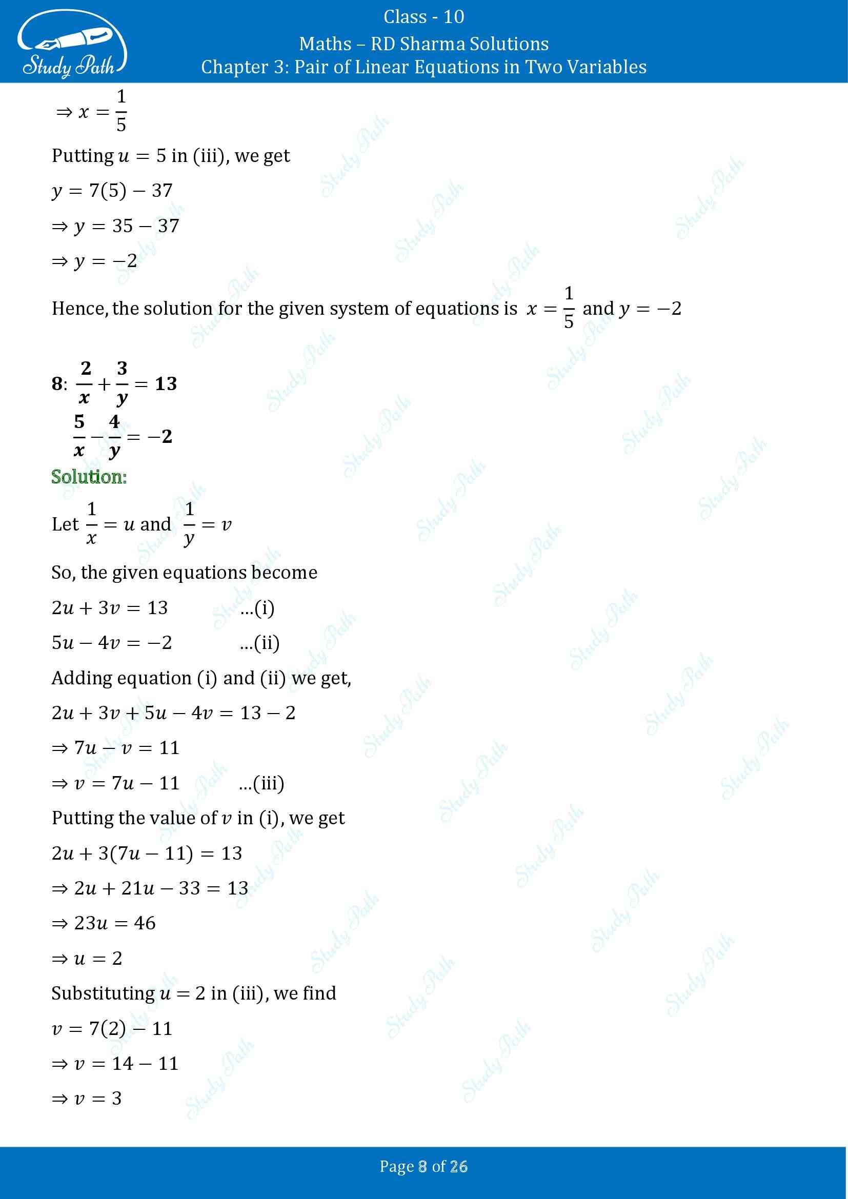 RD Sharma Solutions Class 10 Chapter 3 Pair of Linear Equations in Two Variables Exercise 3.3 00008