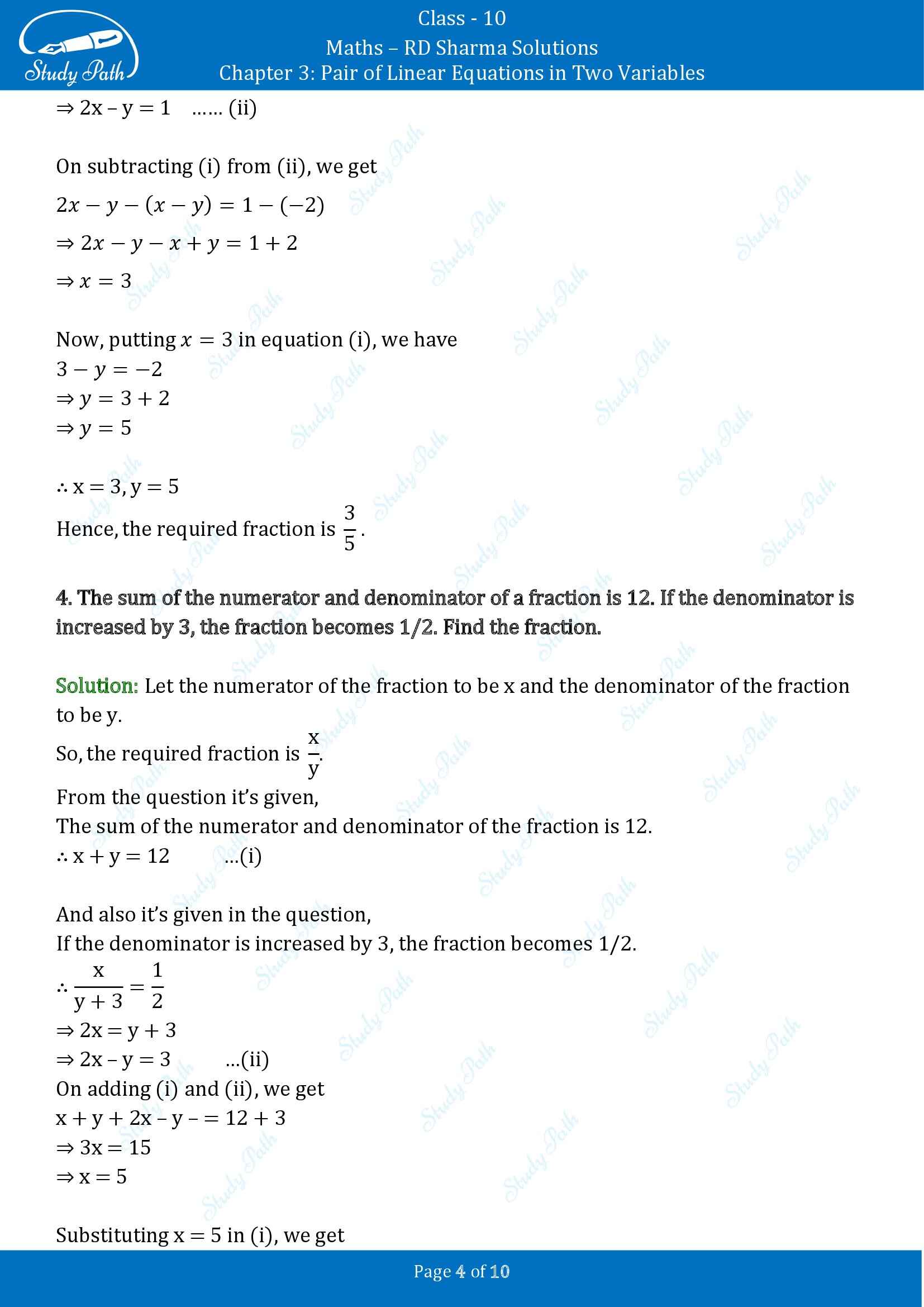 RD Sharma Solutions Class 10 Chapter 3 Pair of Linear Equations in Two Variables Exercise 3.7 00004