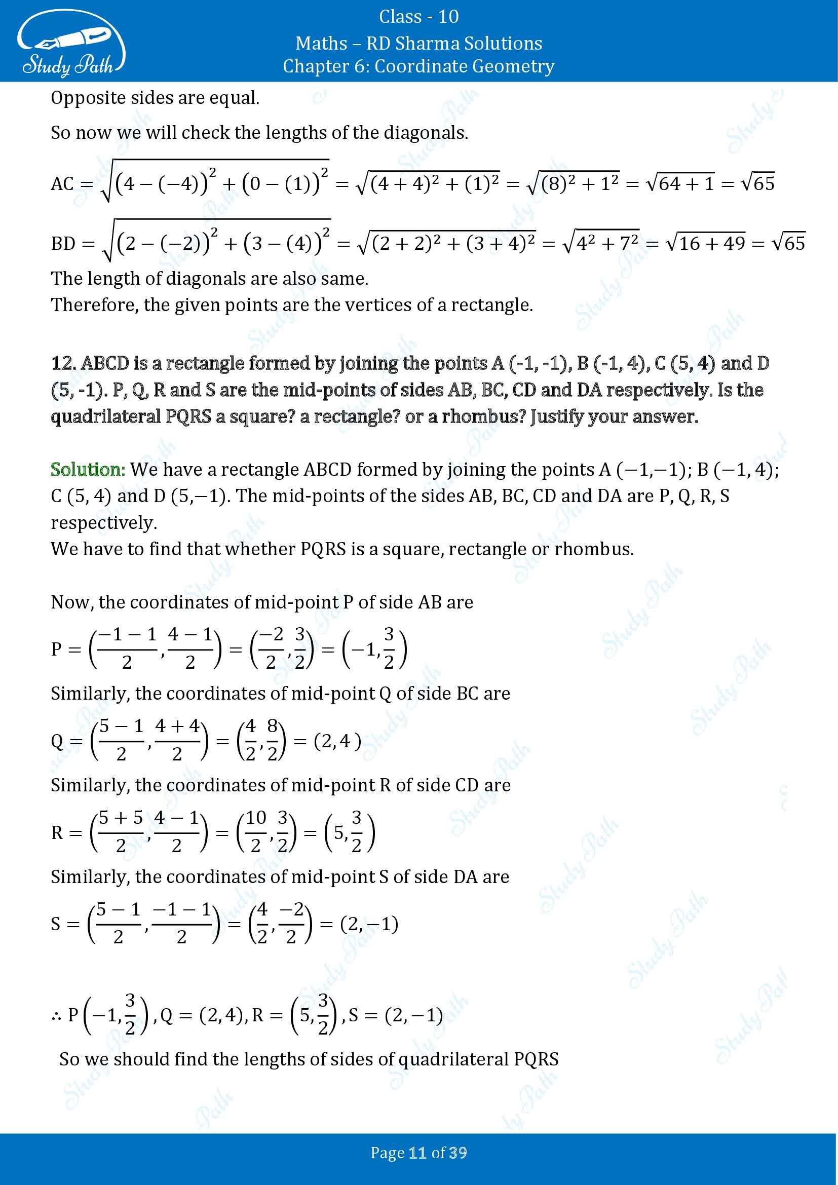 RD Sharma Solutions Class 10 Chapter 6 Coordinate Geometry Exercise 6.3 00011