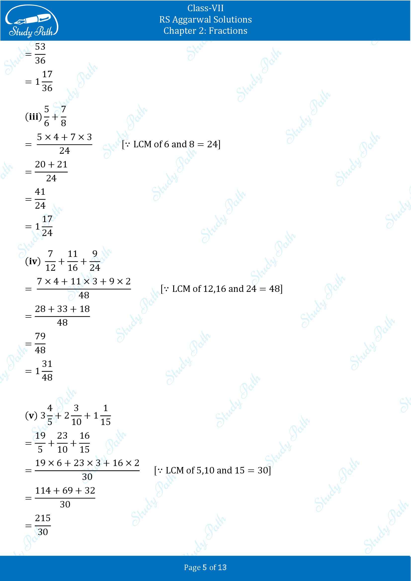 RS Aggarwal Solutions Class 7 Chapter 2 Fractions Exercise 2A 00005