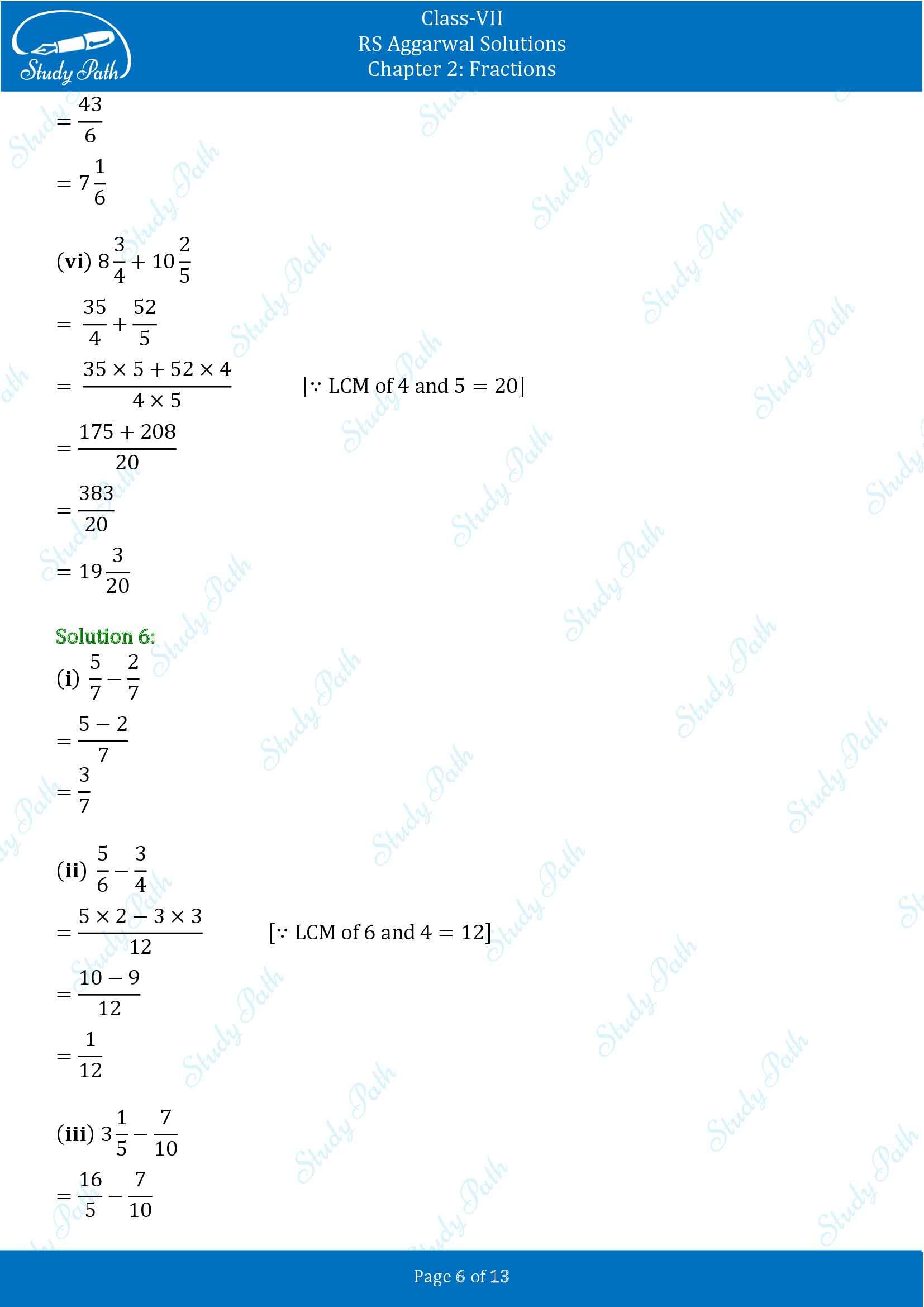RS Aggarwal Solutions Class 7 Chapter 2 Fractions Exercise 2A 00006