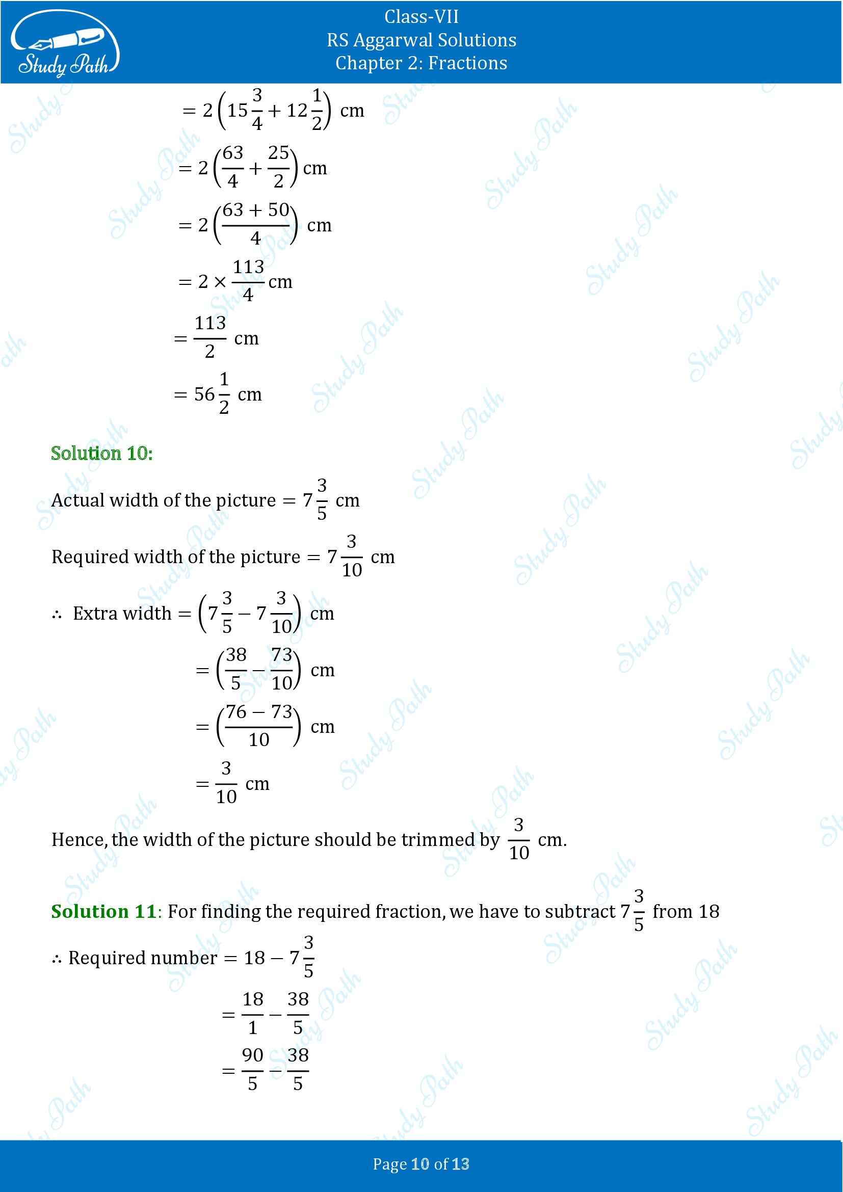 RS Aggarwal Solutions Class 7 Chapter 2 Fractions Exercise 2A 00010