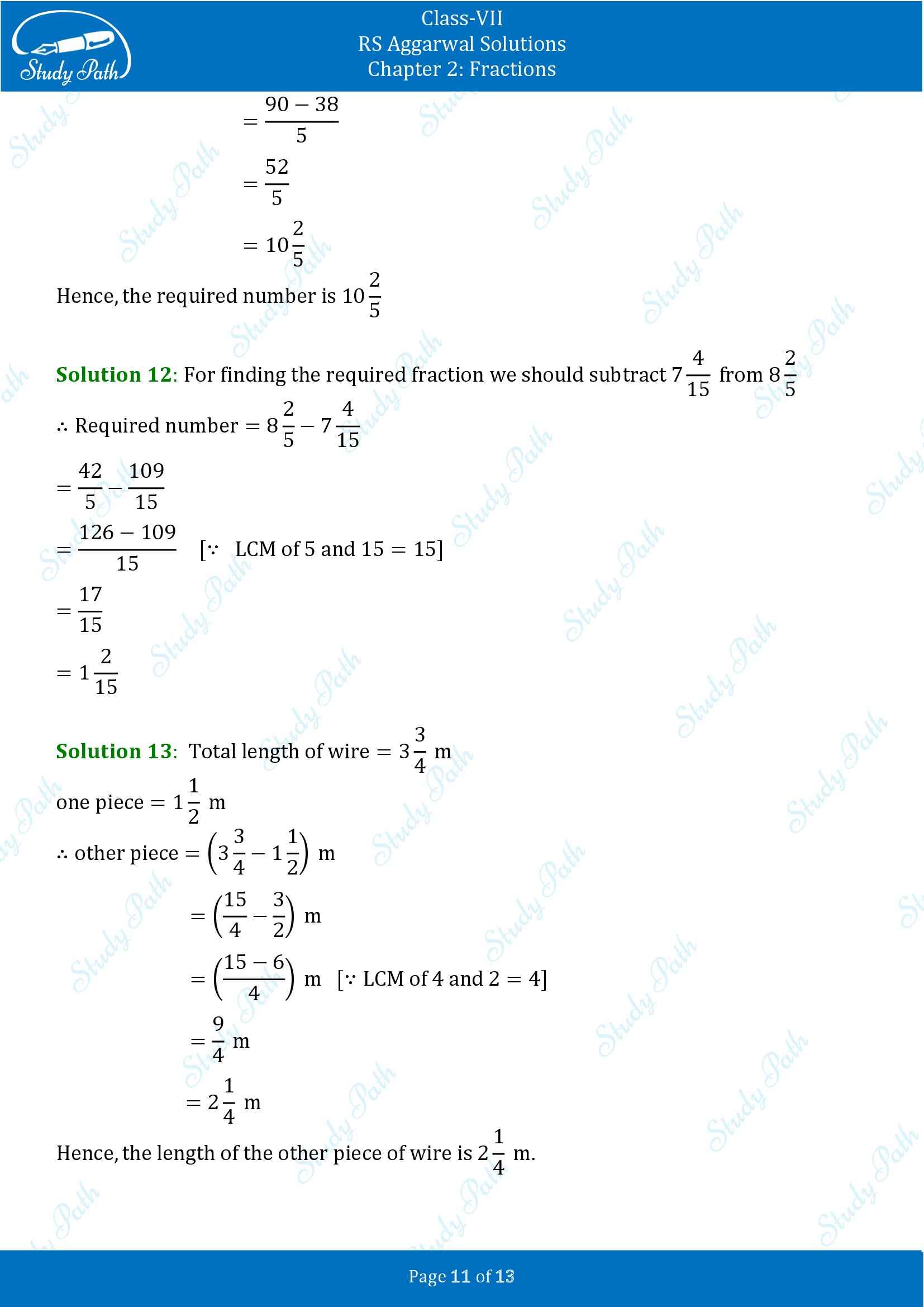 RS Aggarwal Solutions Class 7 Chapter 2 Fractions Exercise 2A 00011
