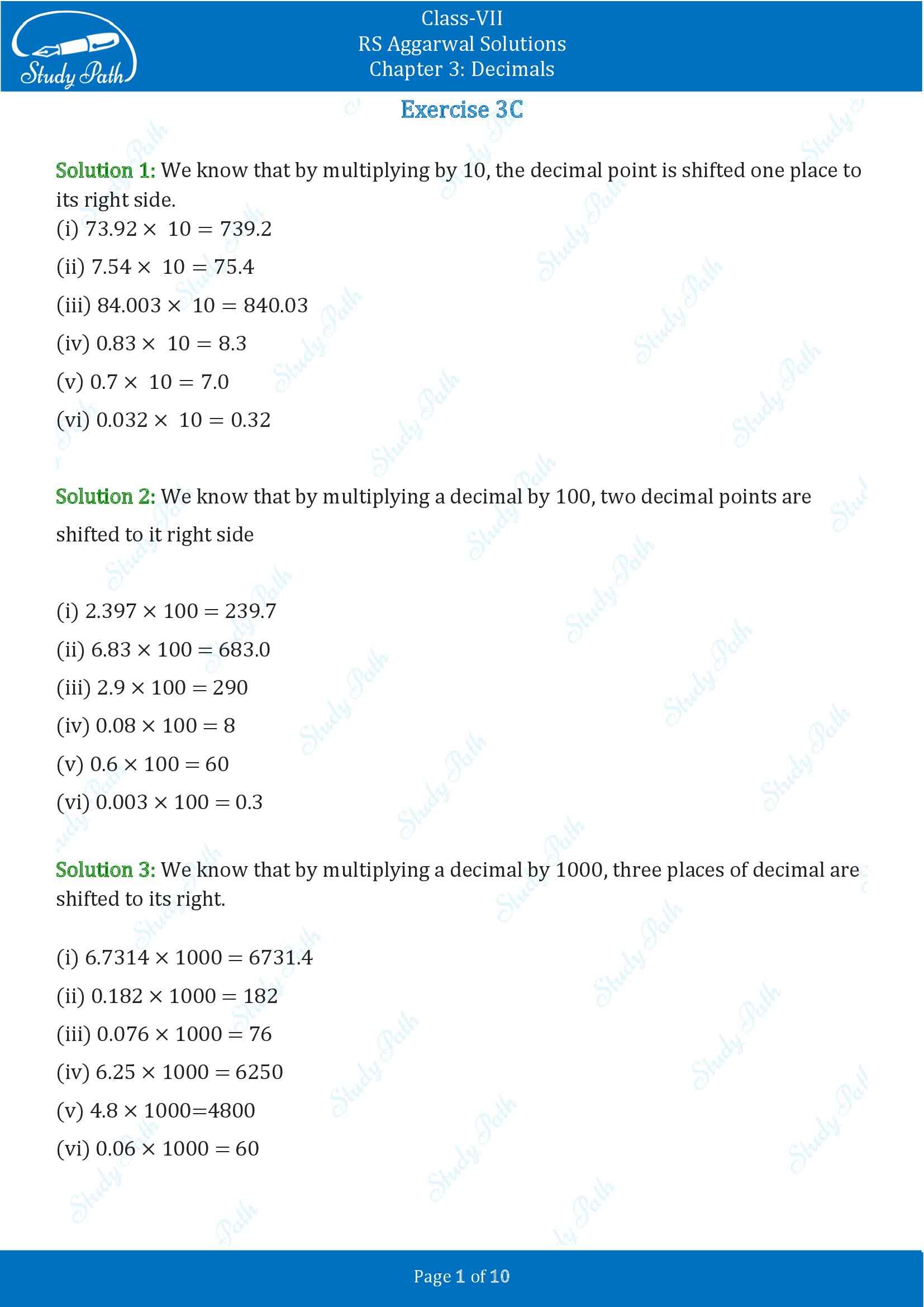 RS Aggarwal Solutions Class 7 Chapter 3 Decimals Exercise 3C 00001