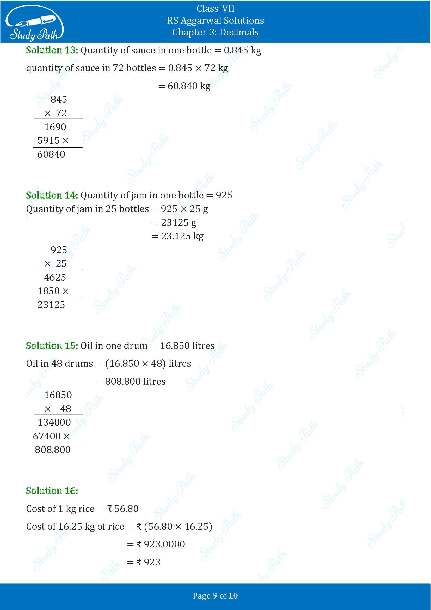 RS Aggarwal Solutions Class 7 Chapter 3 Decimals Exercise 3C 00009