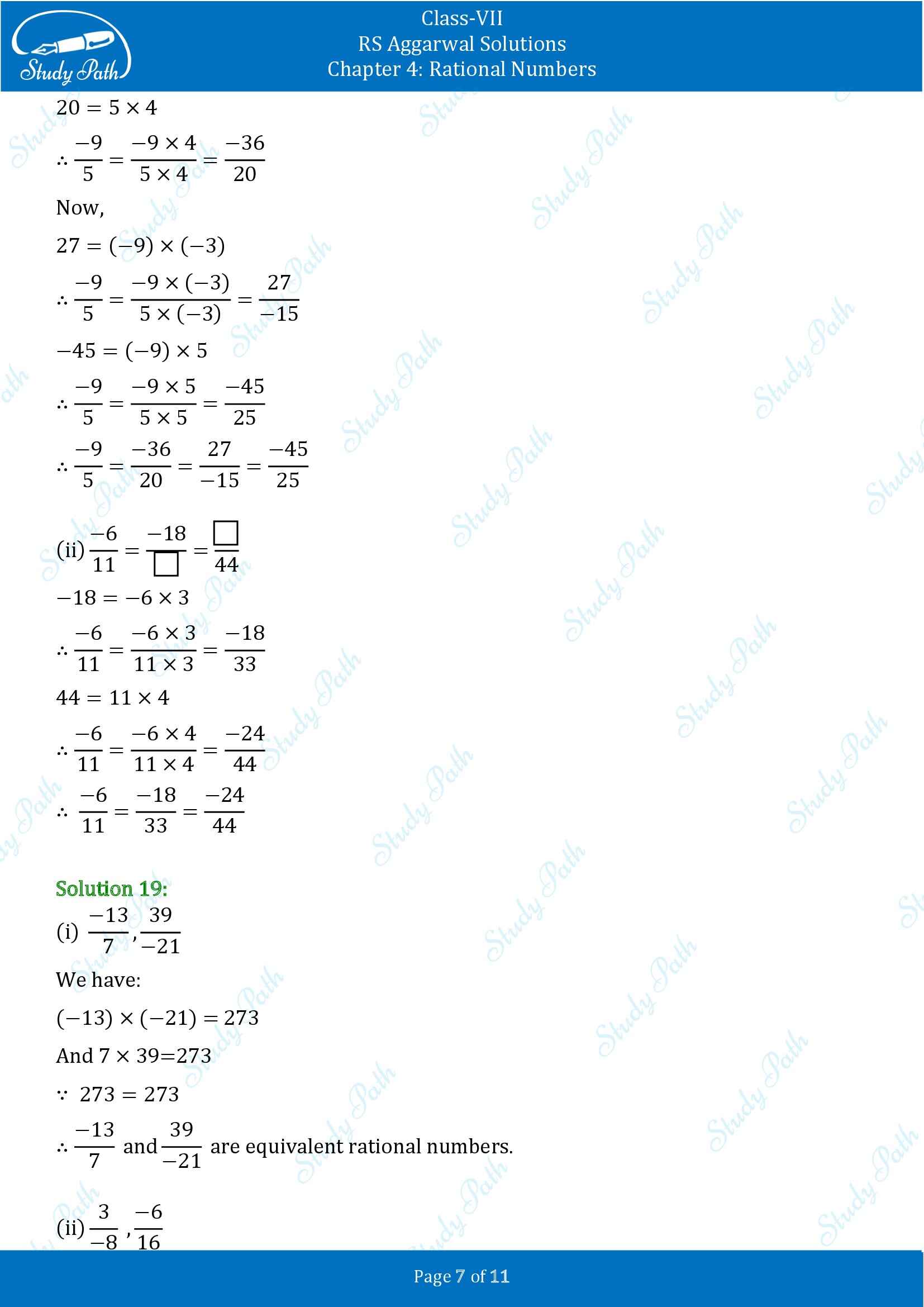 RS Aggarwal Solutions Class 7 Chapter 4 Rational Numbers Exercise 4A 00007