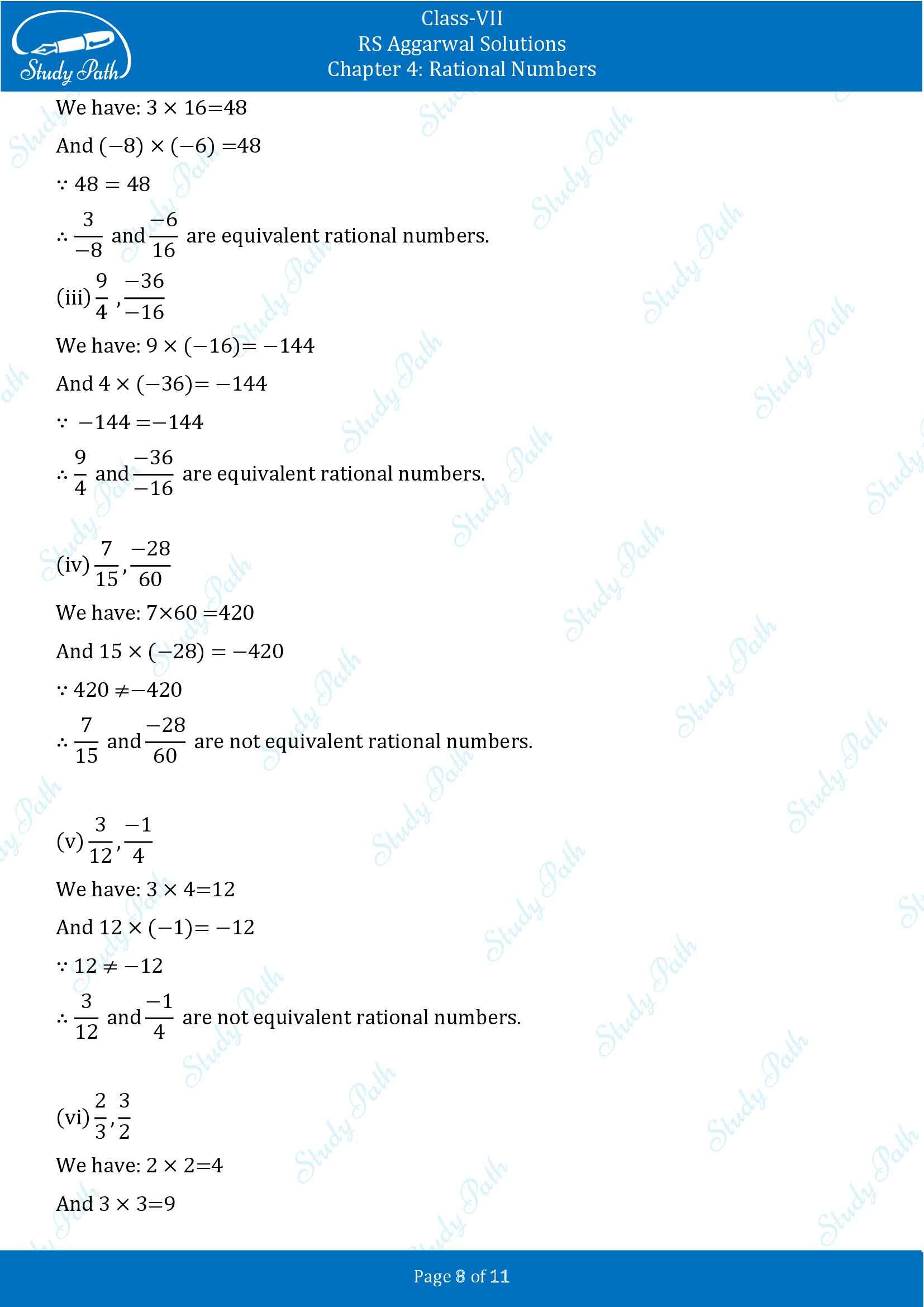 RS Aggarwal Solutions Class 7 Chapter 4 Rational Numbers Exercise 4A 00008