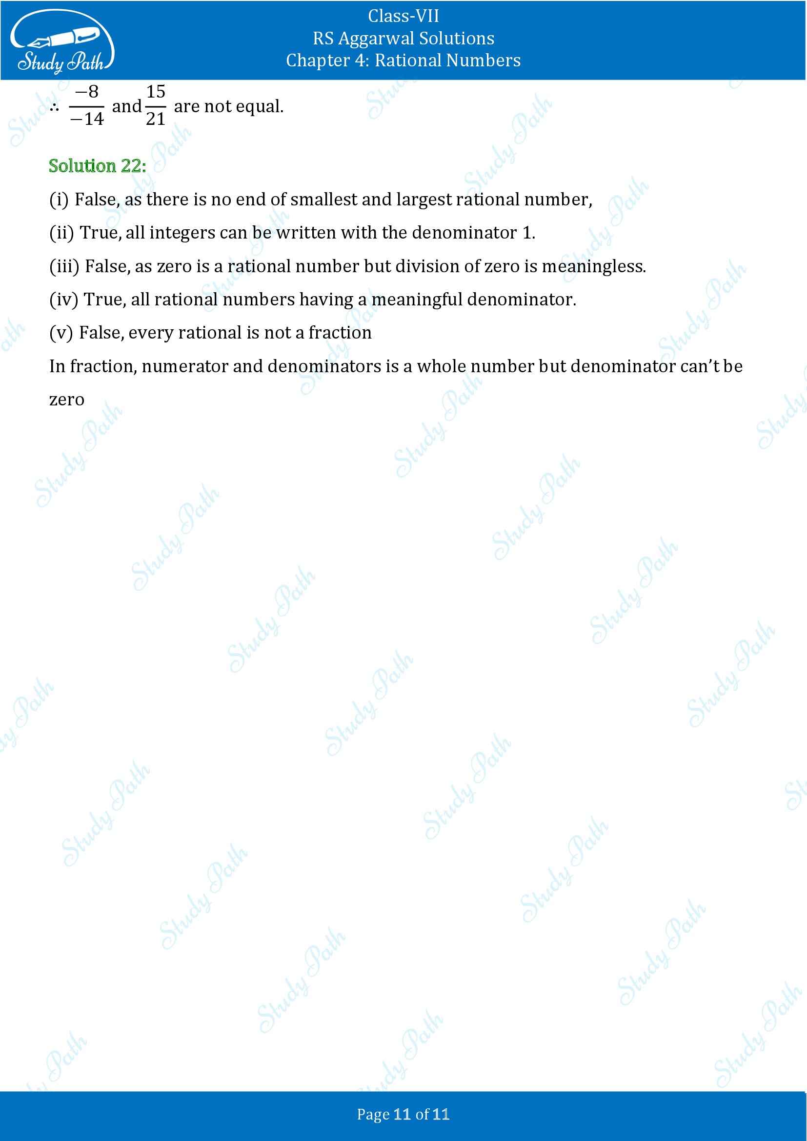 RS Aggarwal Solutions Class 7 Chapter 4 Rational Numbers Exercise 4A 00011