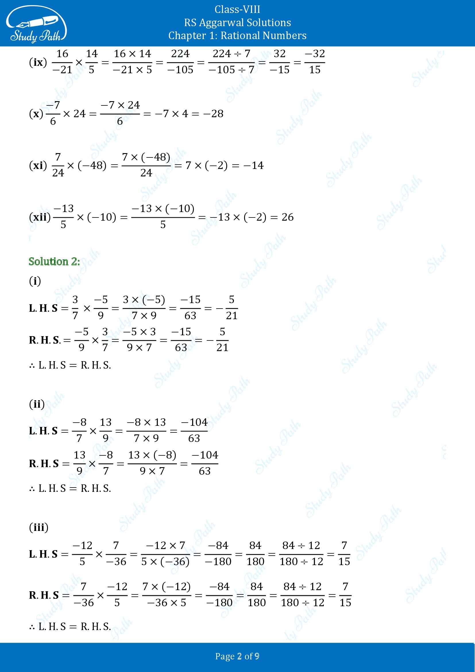 RS Aggarwal Solutions Class 8 Chapter 1 Rational Numbers Exercise 1D 00002