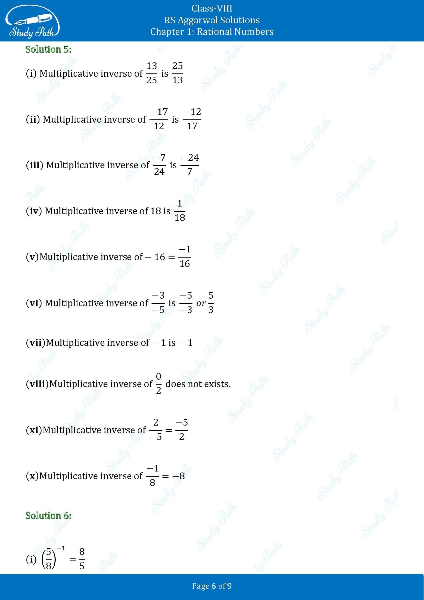RS Aggarwal Solutions Class 8 Chapter 1 Rational Numbers Exercise 1D 00006