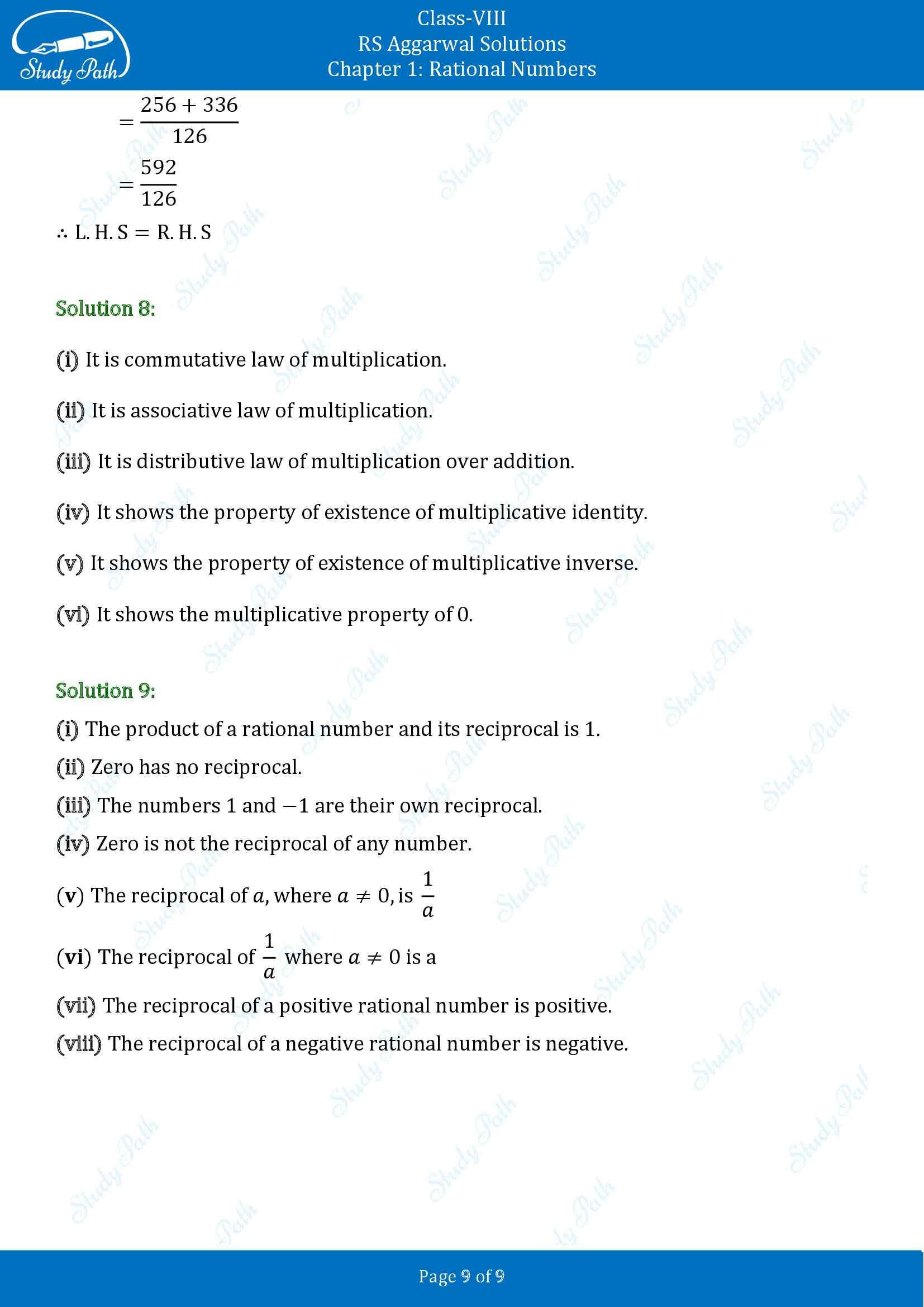 RS Aggarwal Solutions Class 8 Chapter 1 Rational Numbers Exercise 1D 00009