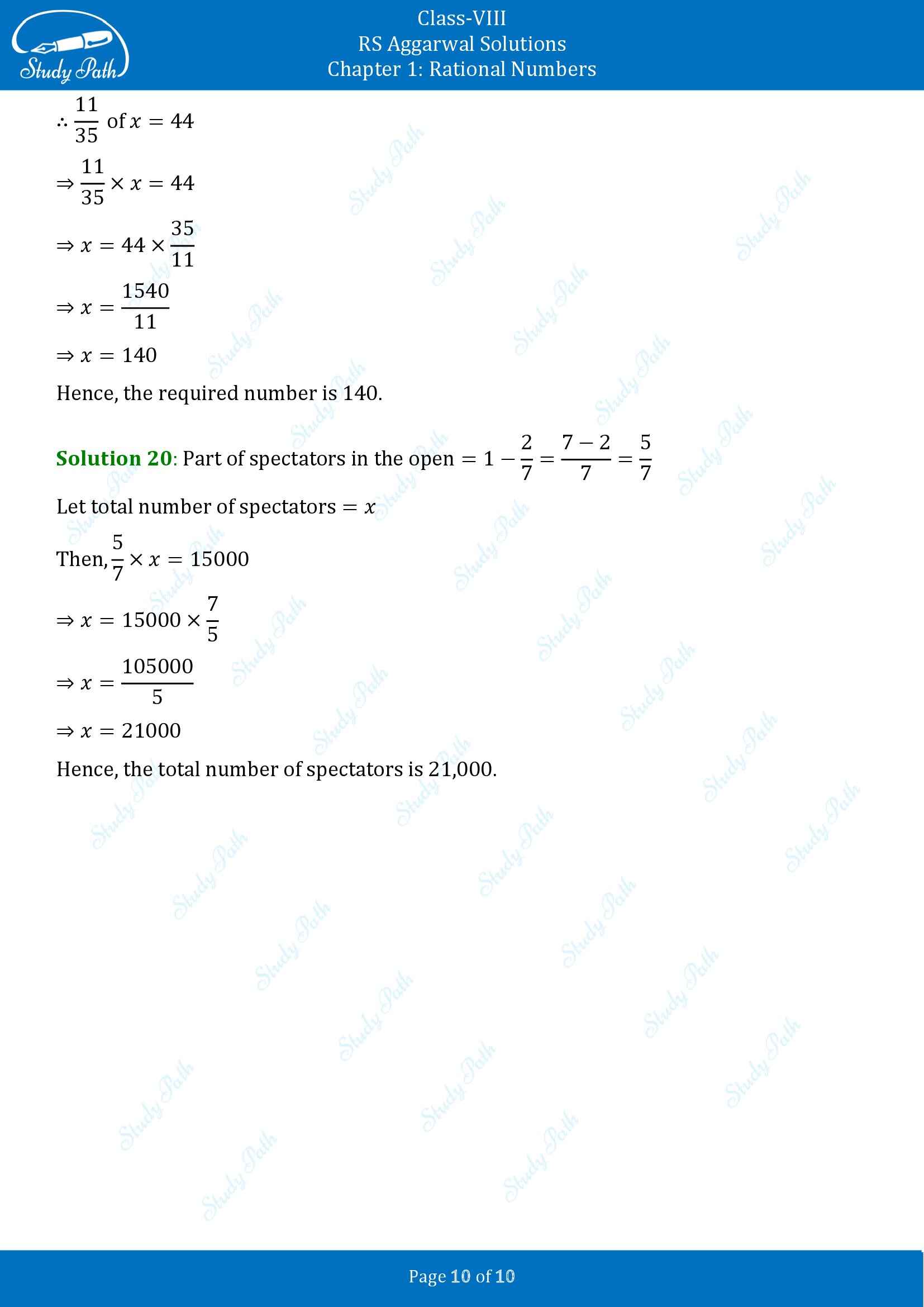 RS Aggarwal Solutions Class 8 Chapter 1 Rational Numbers Exercise 1G 00010