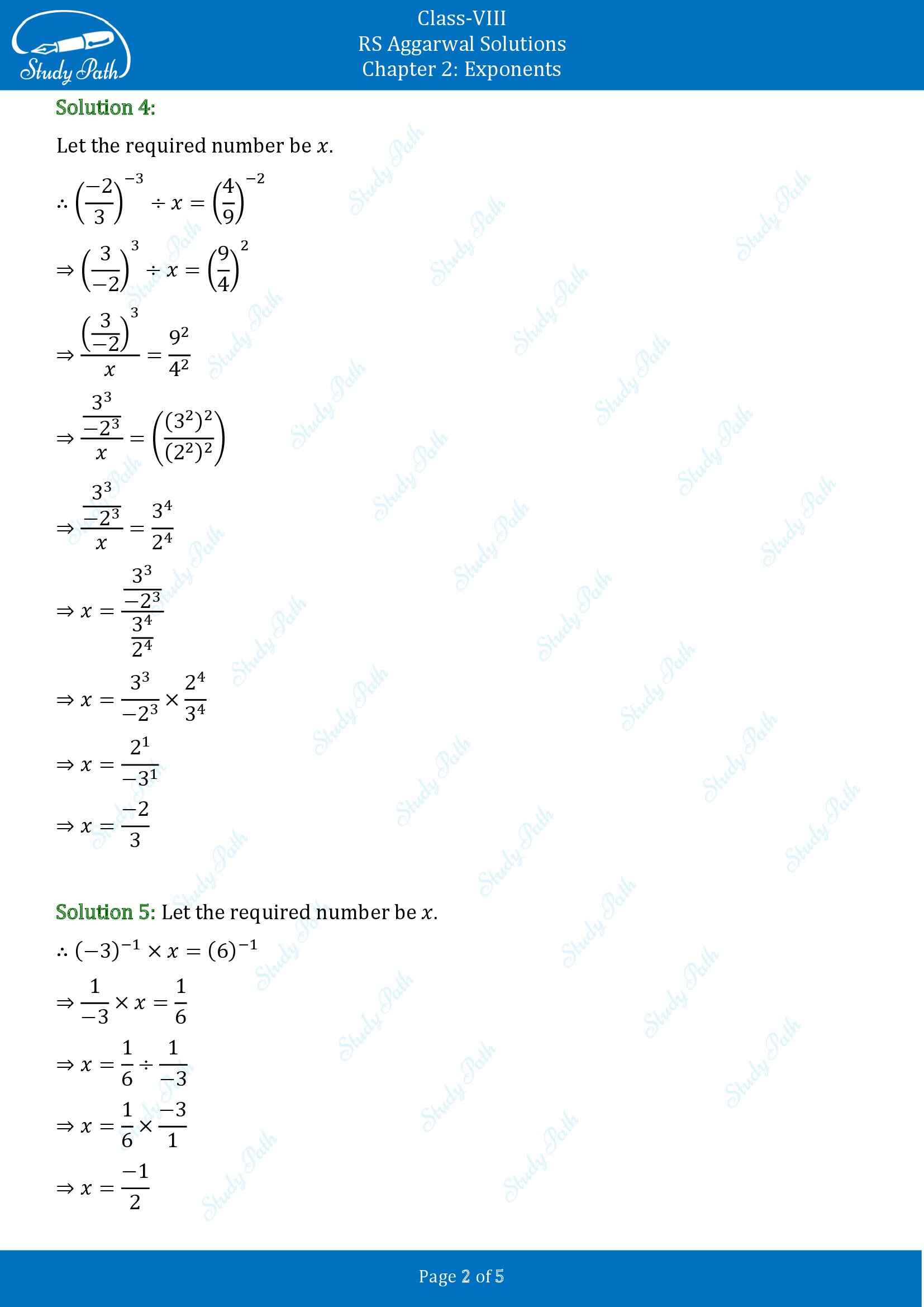 RS Aggarwal Solutions Class 8 Chapter 2 Exponents Test Paper 00002