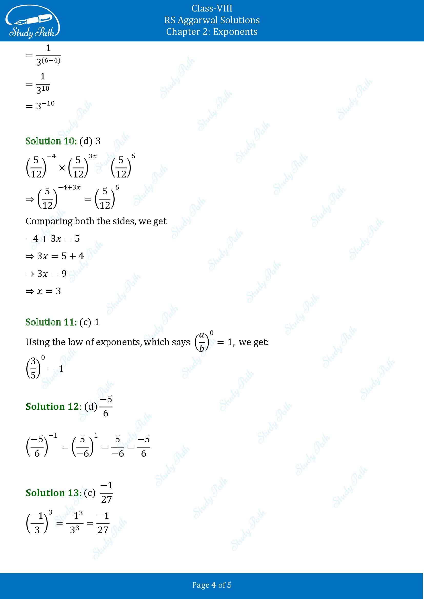 RS Aggarwal Solutions Class 8 Chapter 2 Exponents Test Paper 00004