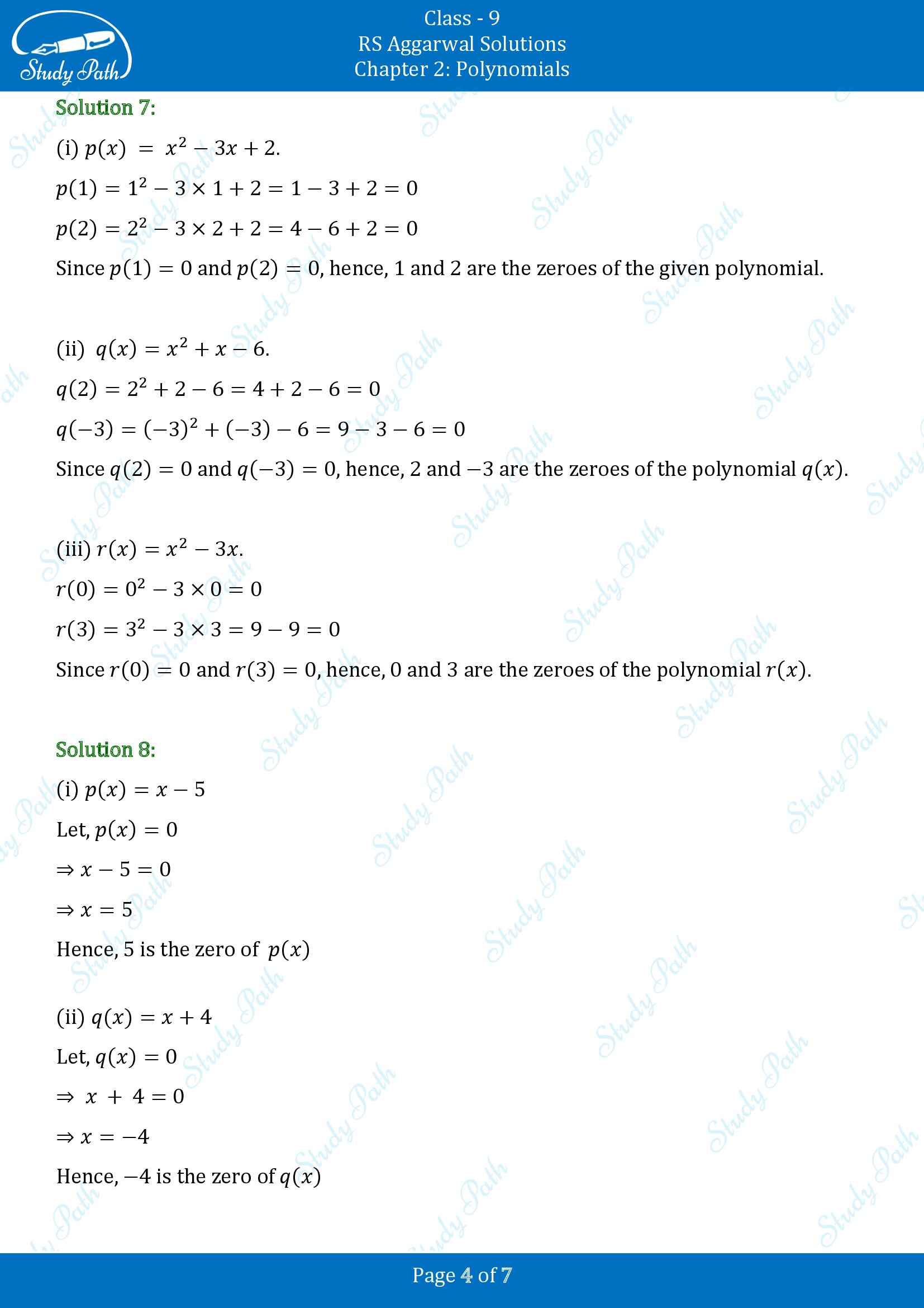 RS Aggarwal Solutions Class 9 Chapter 2 Polynomials Exercise 2B 00004