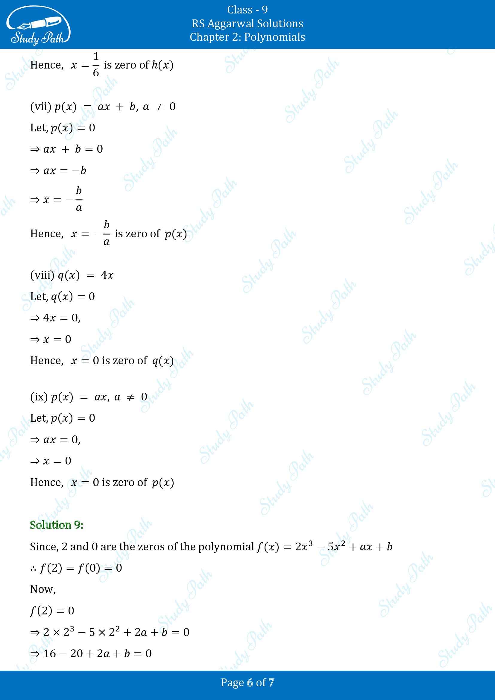 RS Aggarwal Solutions Class 9 Chapter 2 Polynomials Exercise 2B 00006