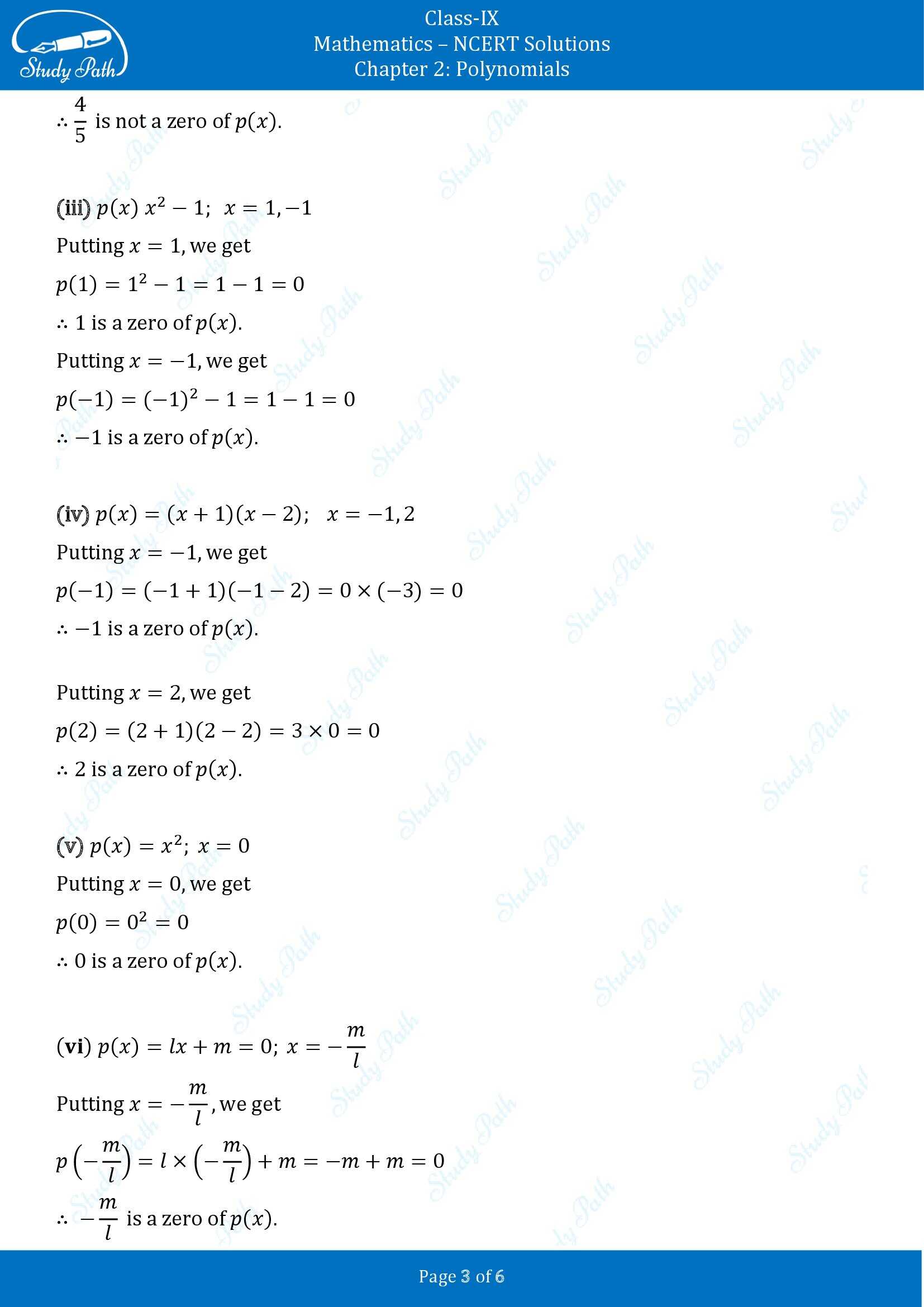 NCERT Solutions for Class 9 Maths Chapter 2 Polynomials Exercise 2.2 00003