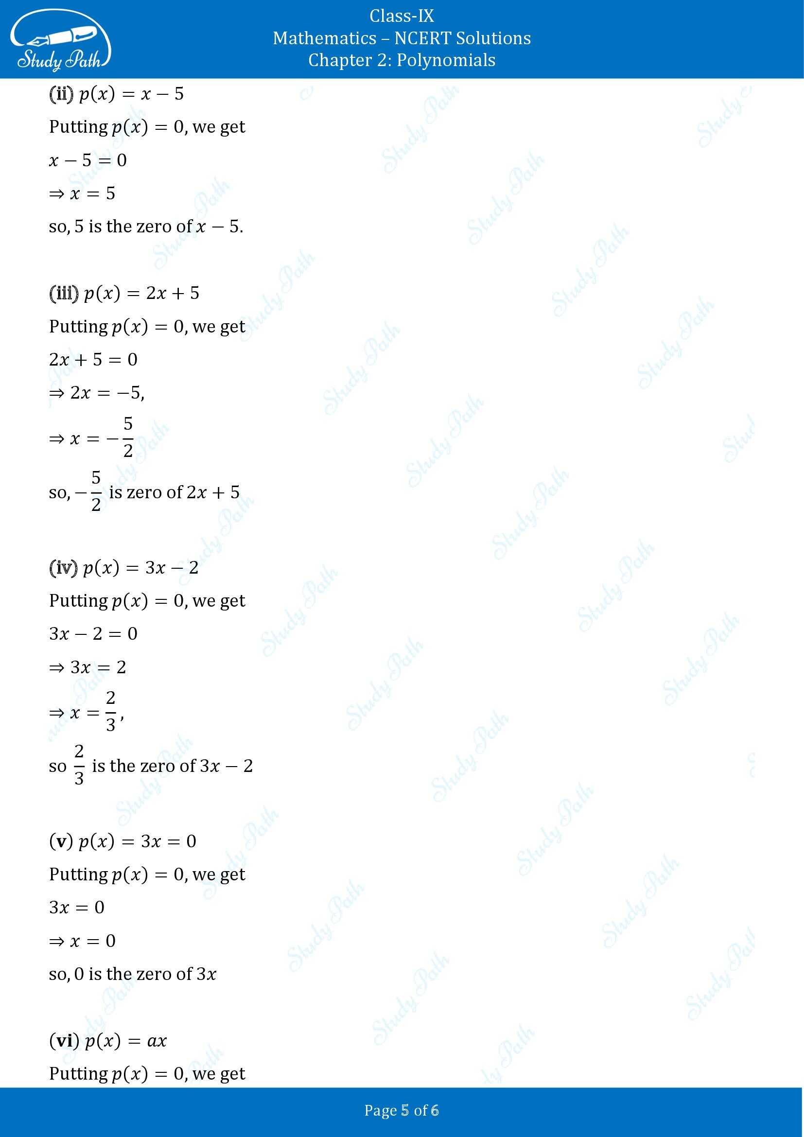 NCERT Solutions for Class 9 Maths Chapter 2 Polynomials Exercise 2.2 00005