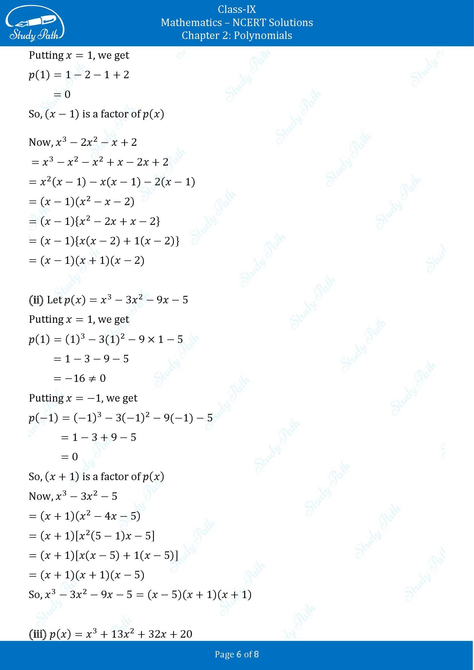 NCERT Solutions for Class 9 Maths Chapter 2 Polynomials Exercise 2.3 00006