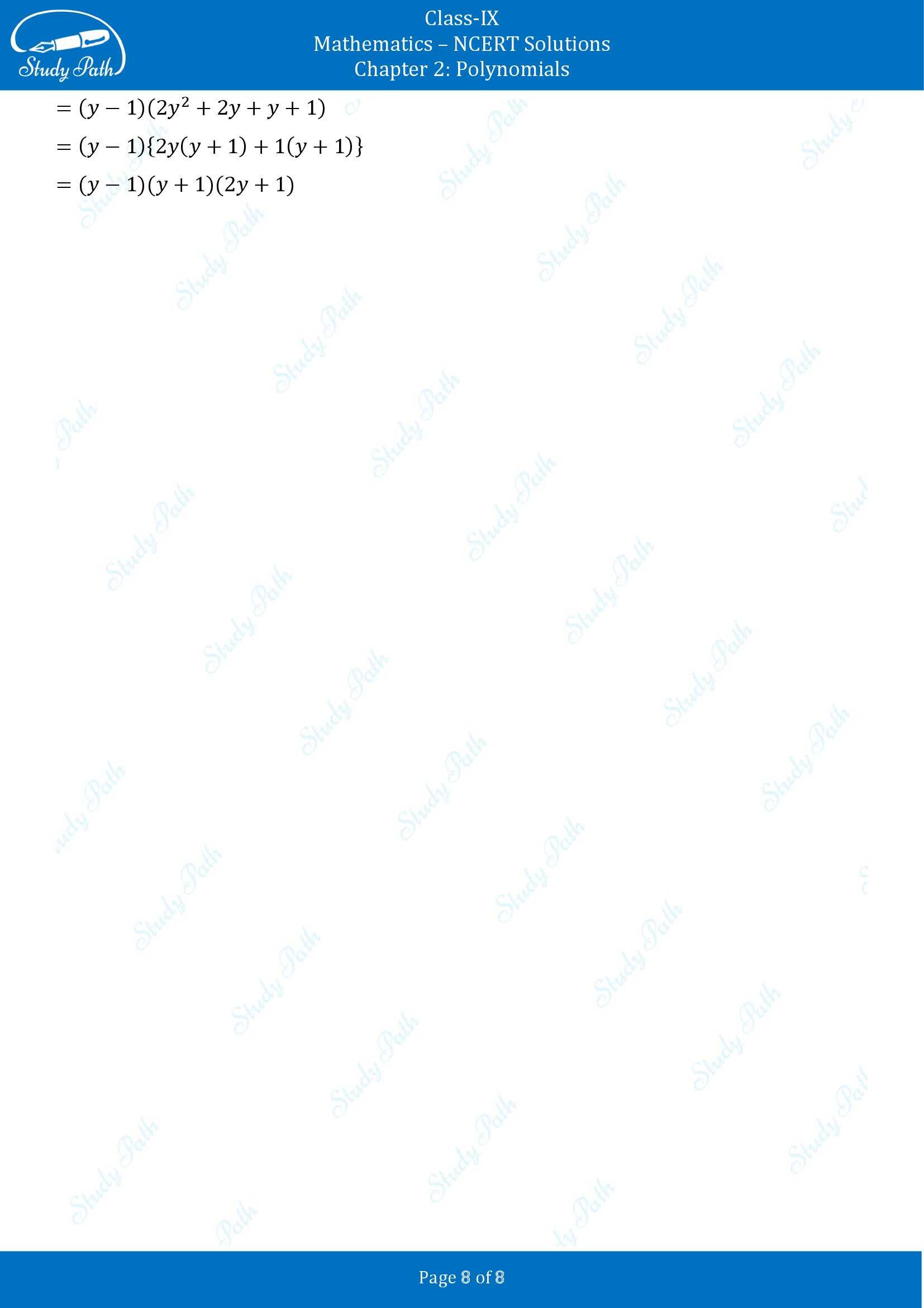 NCERT Solutions for Class 9 Maths Chapter 2 Polynomials Exercise 2.3 00008