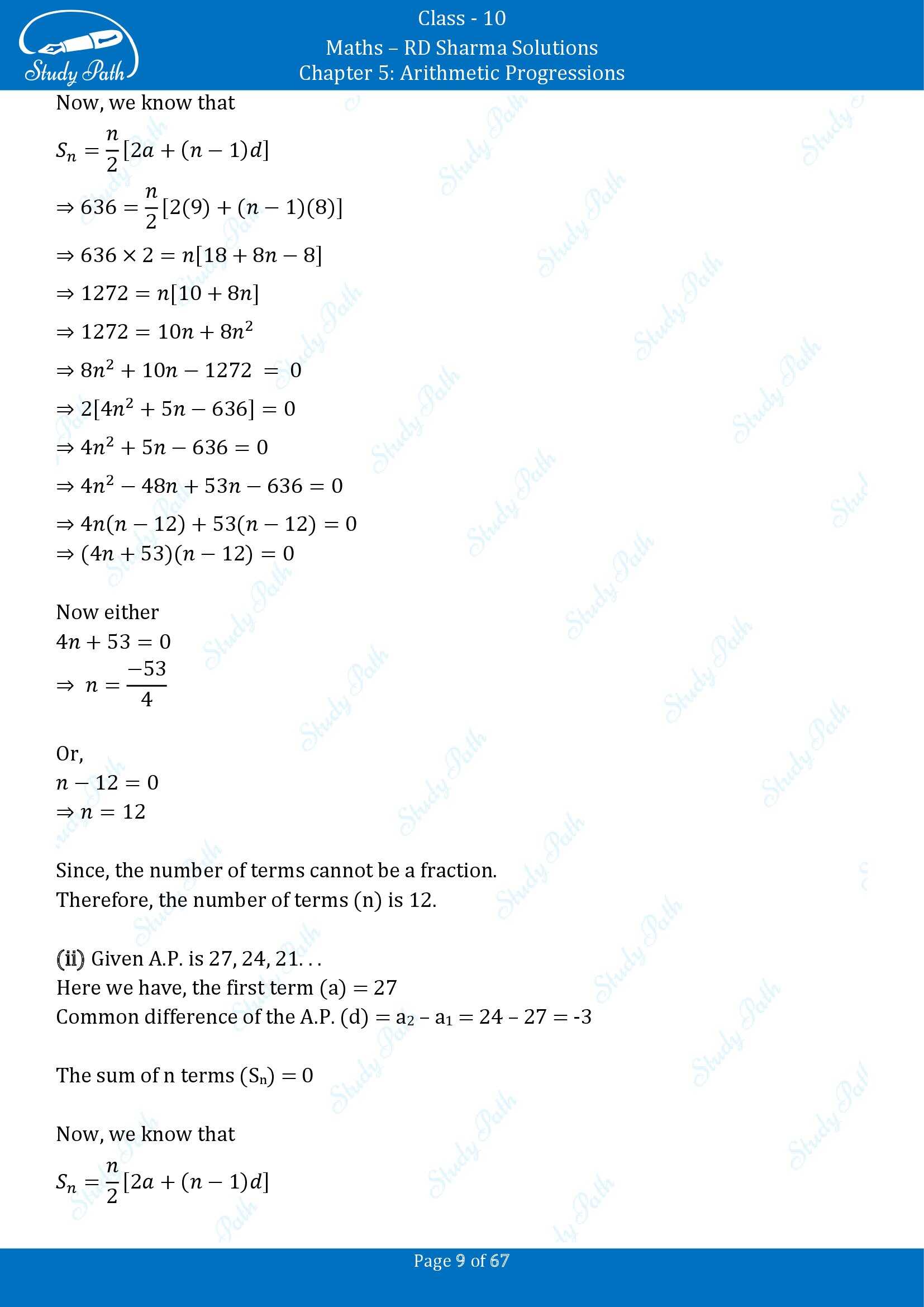 RD Sharma Solutions Class 10 Chapter 5 Arithmetic Progressions Exercise 5.6 00009