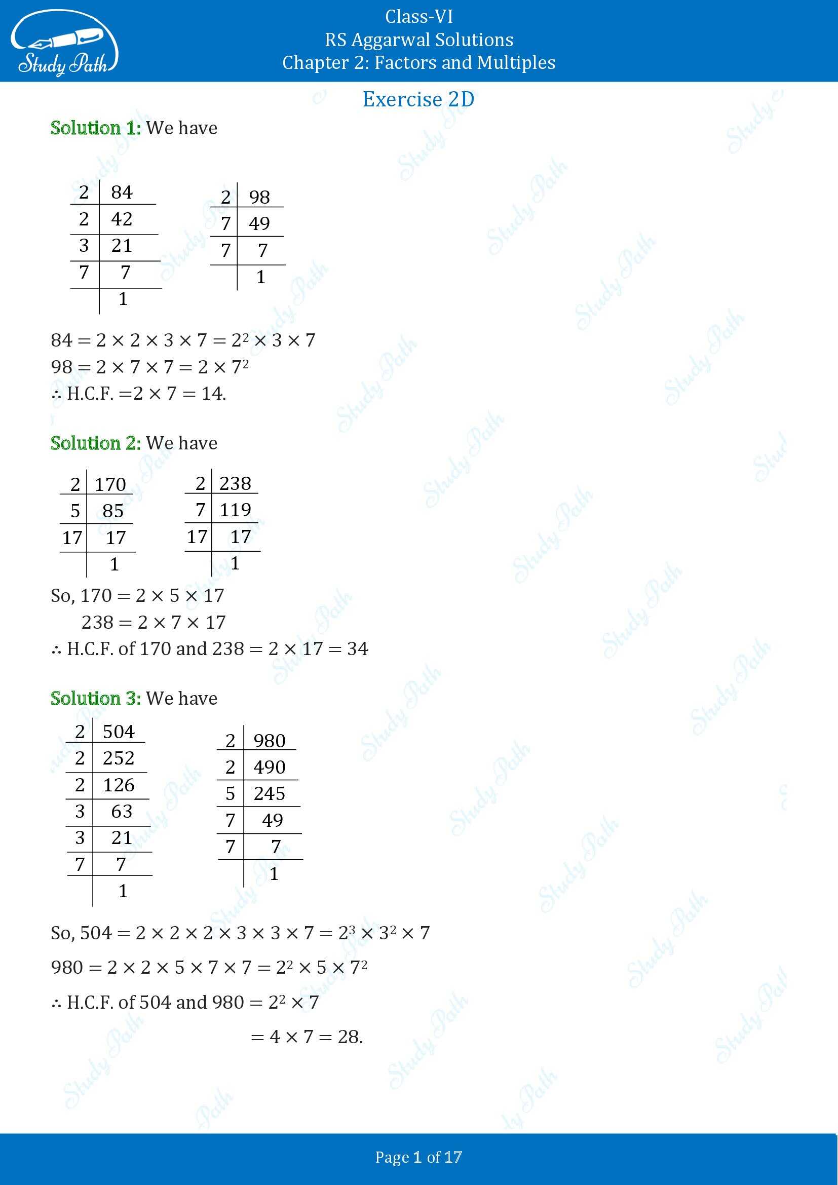 RS Aggarwal Solutions Class 6 Chapter 2 Factors and Multiples Exercise 2D 00001