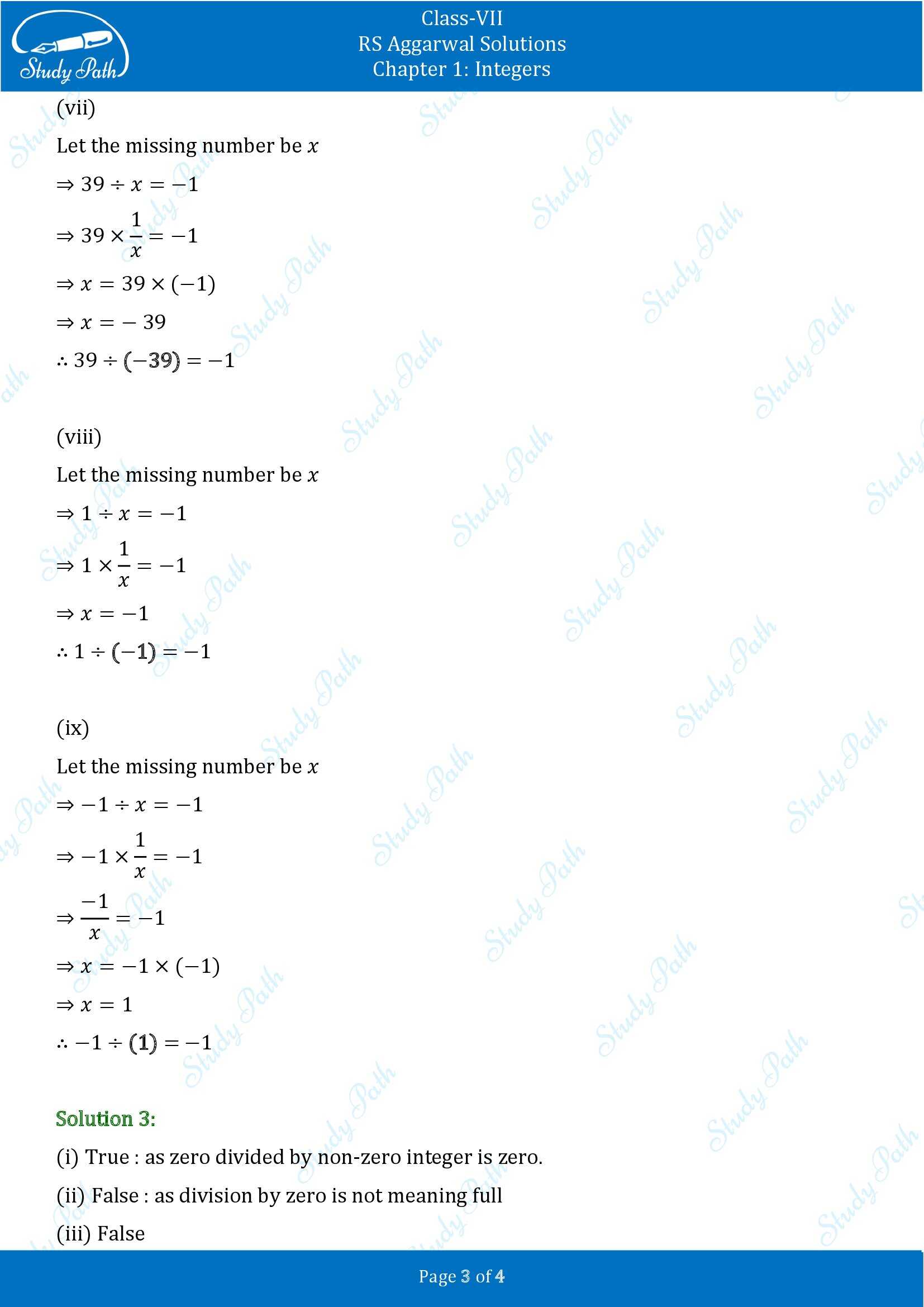 RS Aggarwal Solutions Class 7 Chapter 1 Integers Exercise 1C 00003