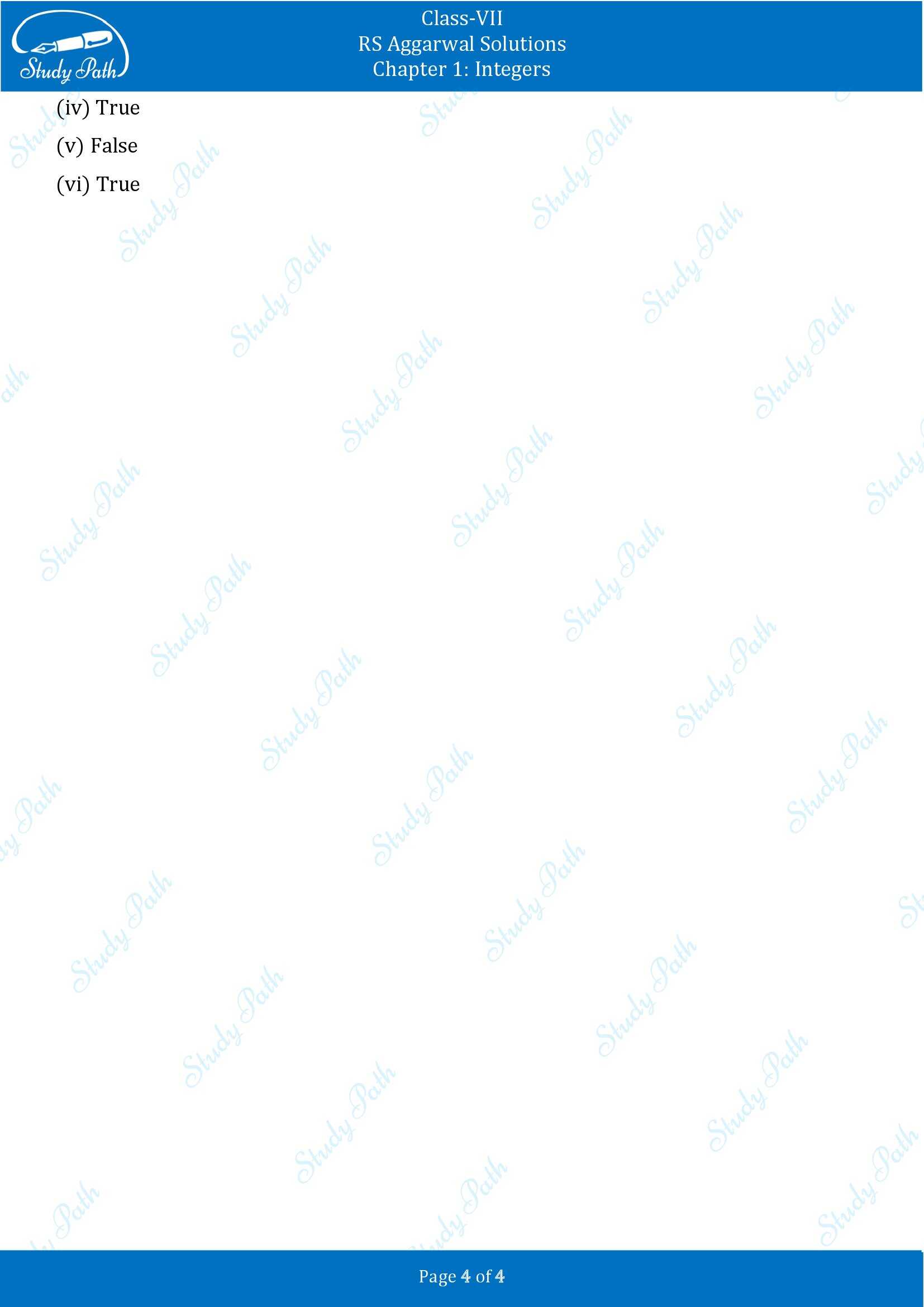 RS Aggarwal Solutions Class 7 Chapter 1 Integers Exercise 1C 00004