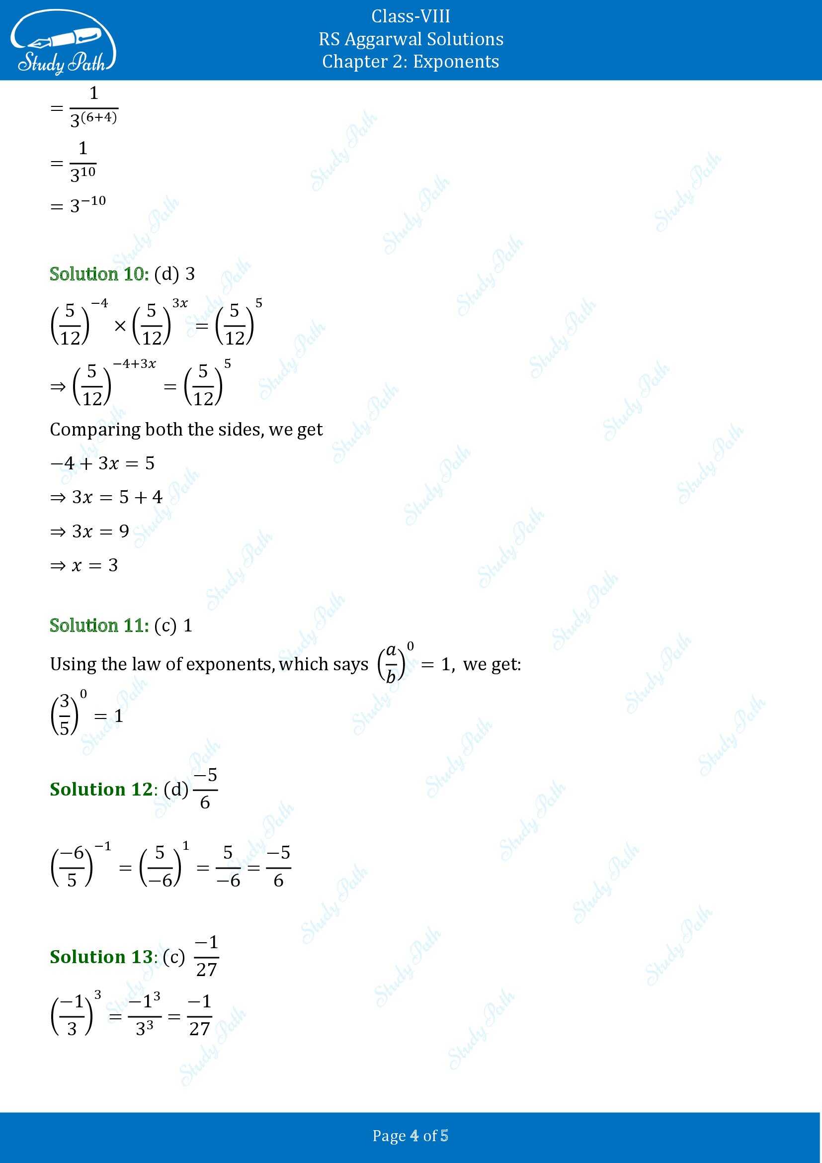 RS Aggarwal Solutions Class 8 Chapter 2 Exponents Test Paper 00004