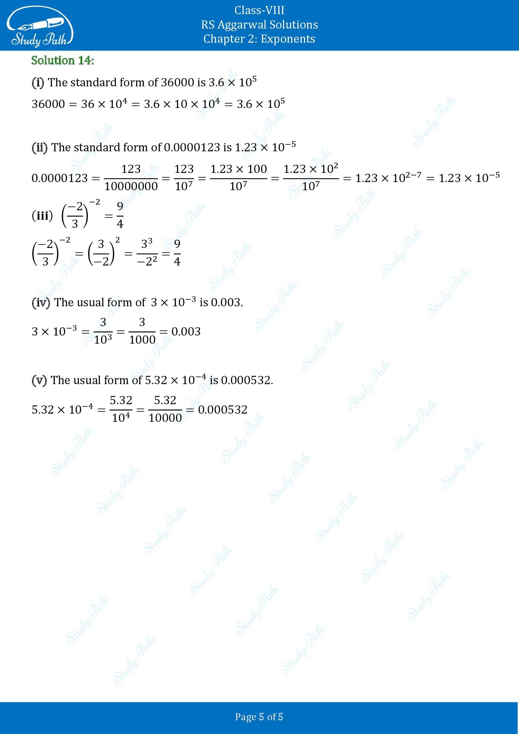 RS Aggarwal Solutions Class 8 Chapter 2 Exponents Test Paper 00005