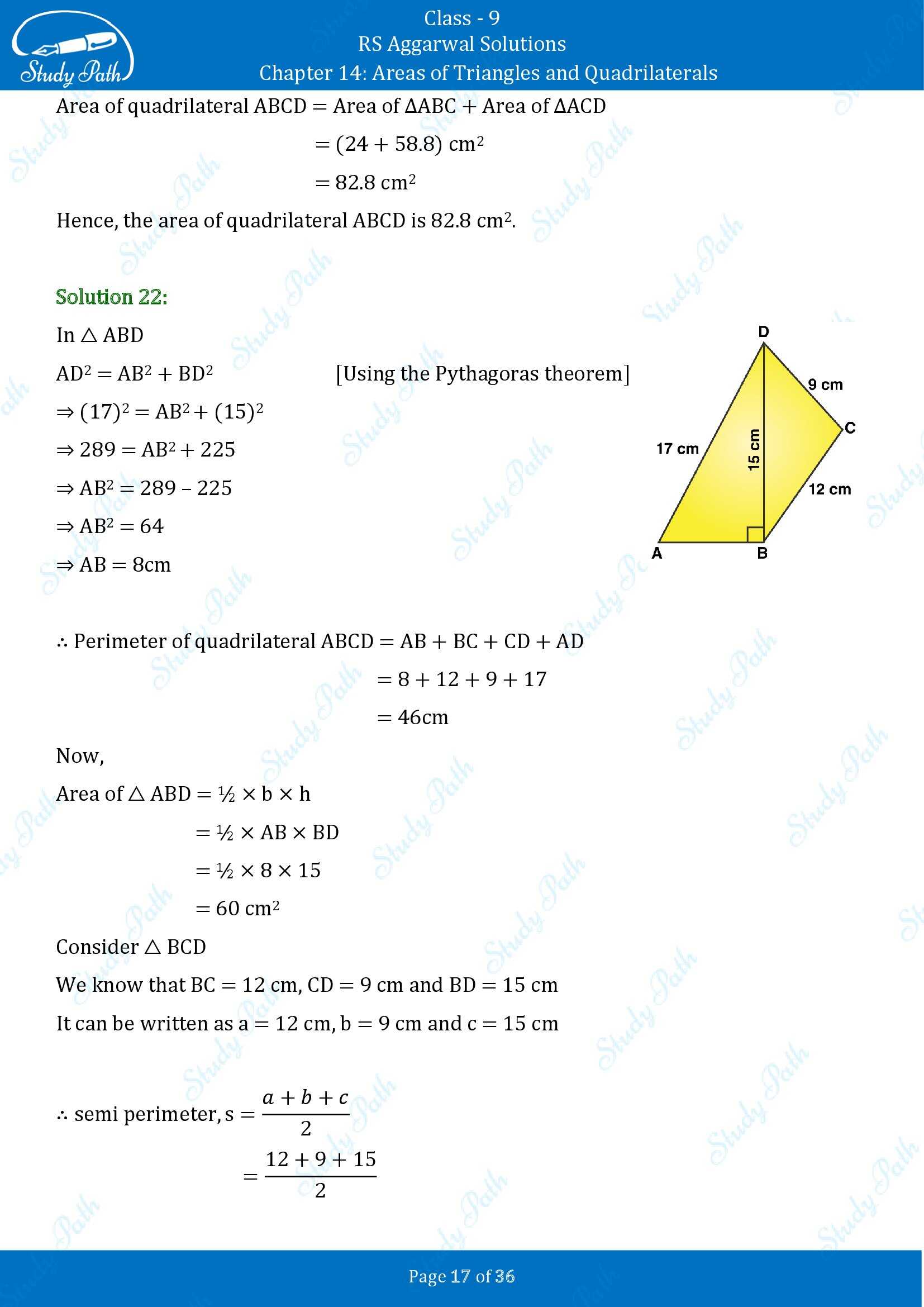 RS Aggarwal Solutions Class 9 Chapter 14 Areas of Triangles and Quadrilaterals Exercise 14 00017