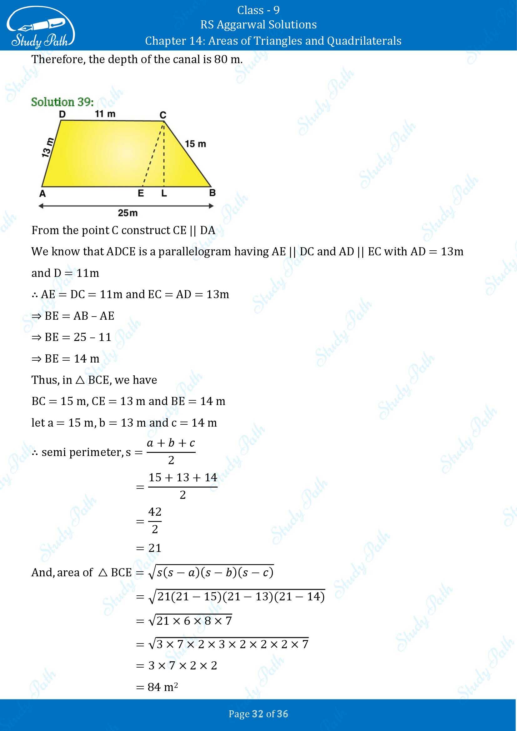 RS Aggarwal Solutions Class 9 Chapter 14 Areas of Triangles and Quadrilaterals Exercise 14 00032