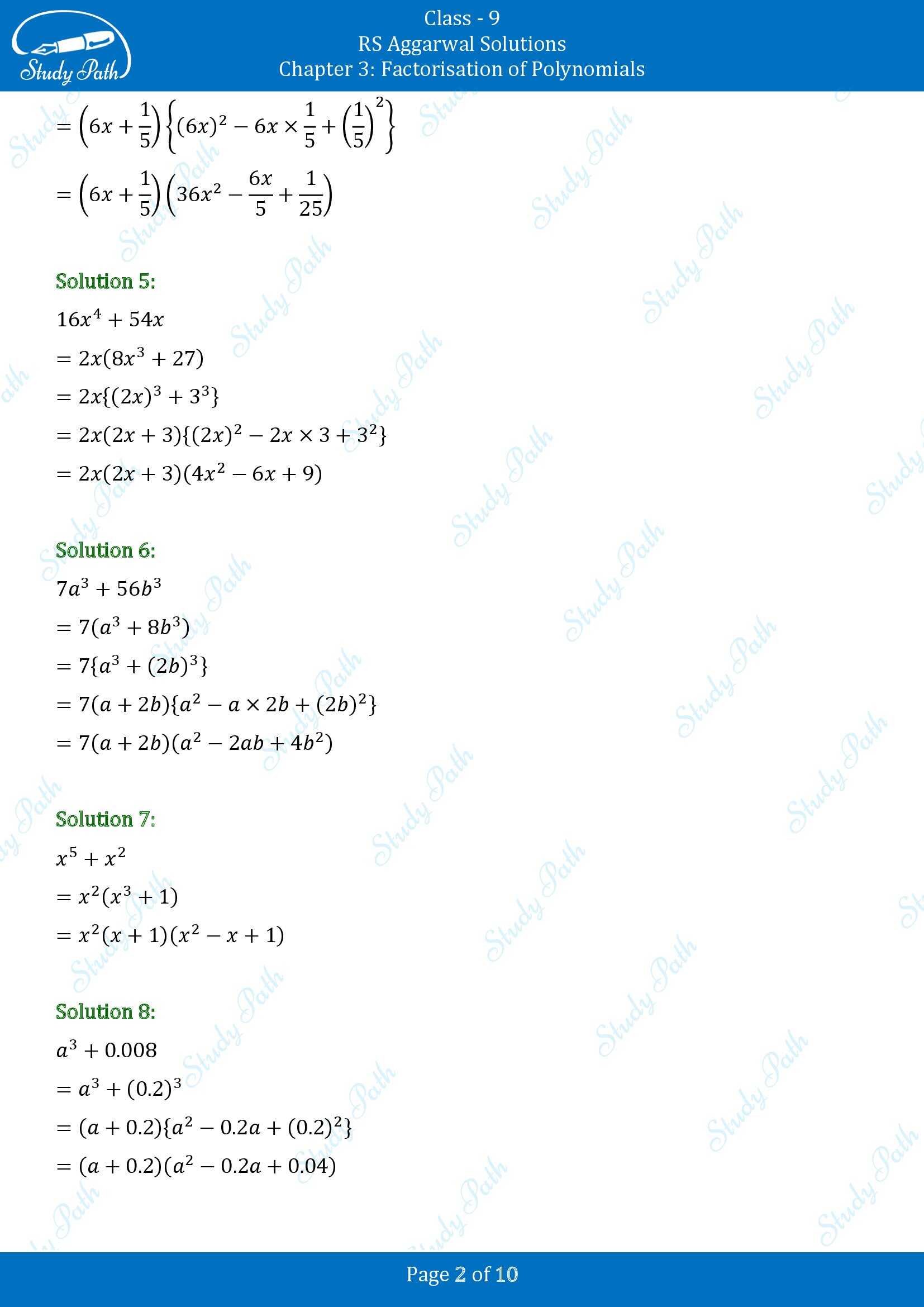 RS Aggarwal Solutions Class 9 Chapter 3 Factorisation of Polynomials Exercise 3F 00002