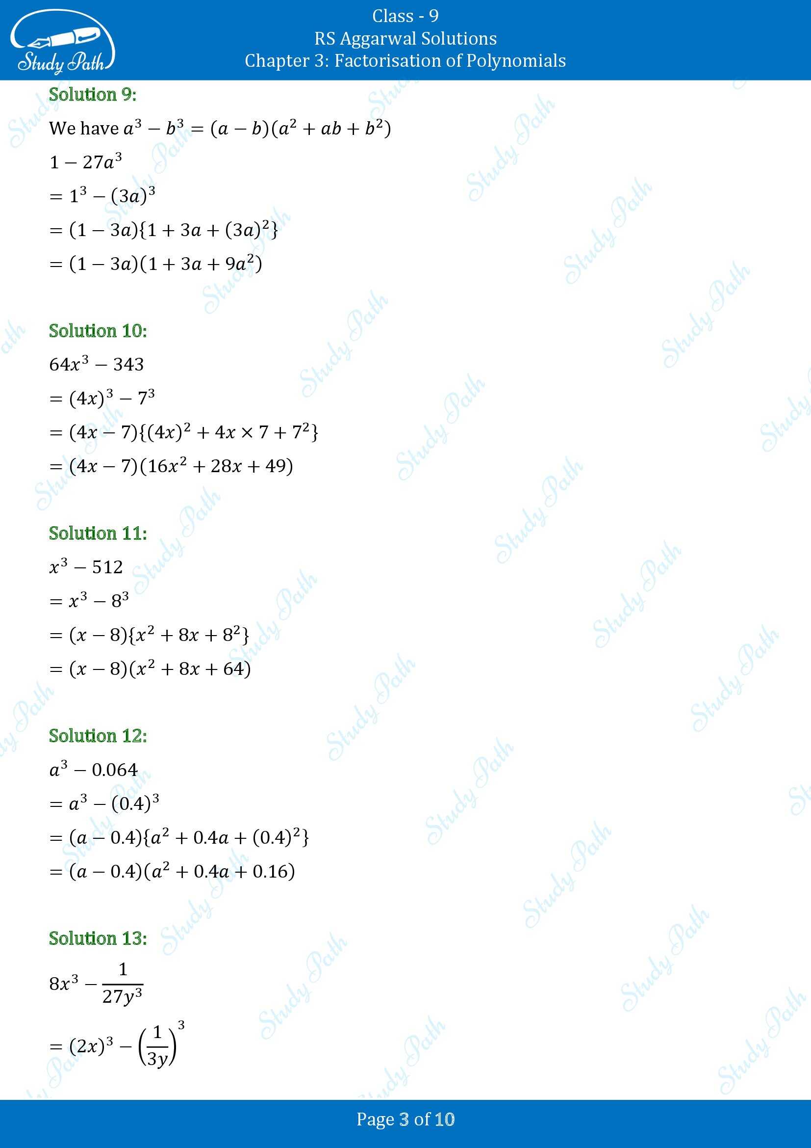 RS Aggarwal Solutions Class 9 Chapter 3 Factorisation of Polynomials Exercise 3F 00003