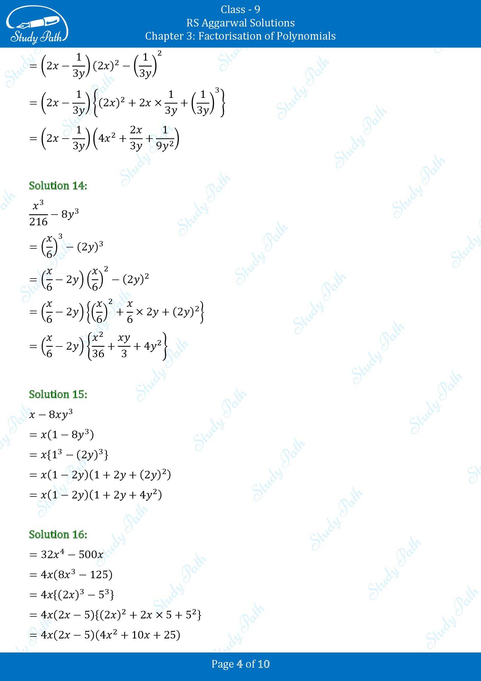 RS Aggarwal Solutions Class 9 Chapter 3 Factorisation of Polynomials Exercise 3F 00004