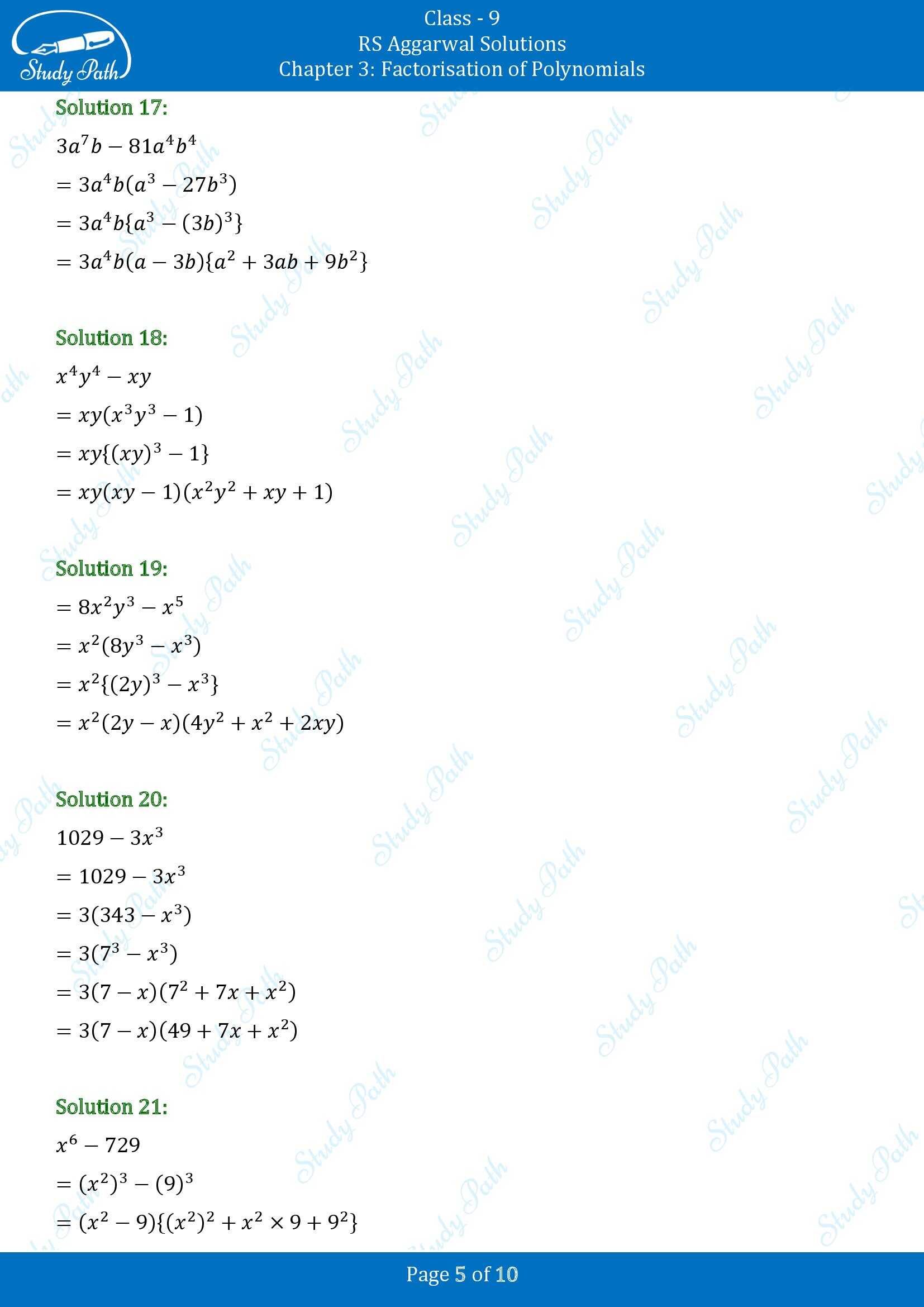 RS Aggarwal Solutions Class 9 Chapter 3 Factorisation of Polynomials Exercise 3F 00005
