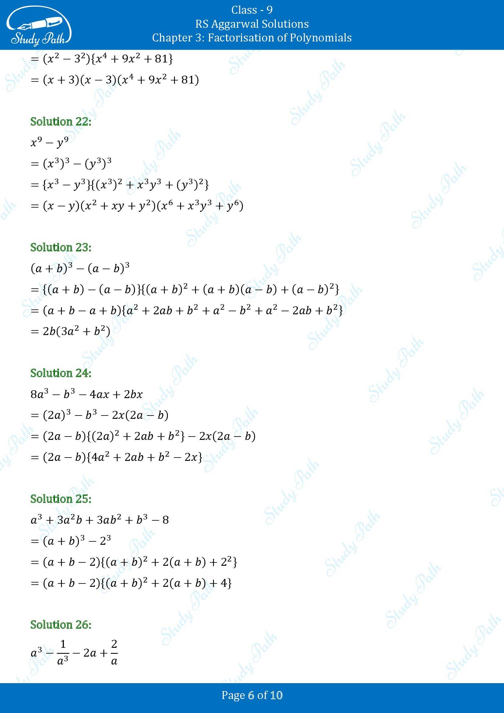 RS Aggarwal Solutions Class 9 Chapter 3 Factorisation of Polynomials Exercise 3F 00006