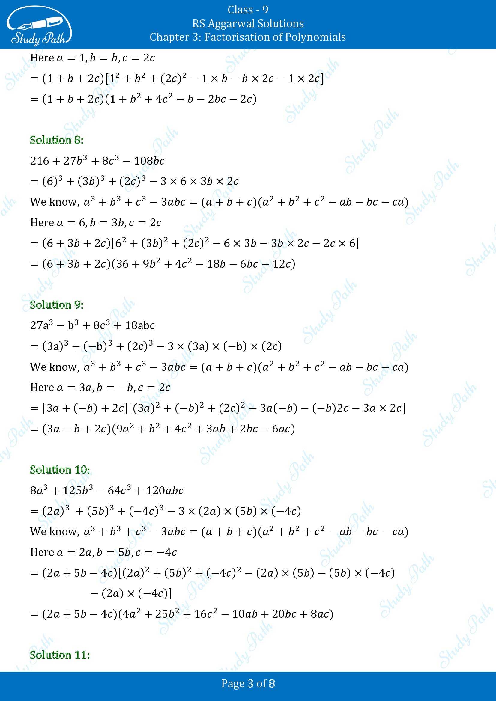 RS Aggarwal Solutions Class 9 Chapter 3 Factorisation of Polynomials Exercise 3G 00003