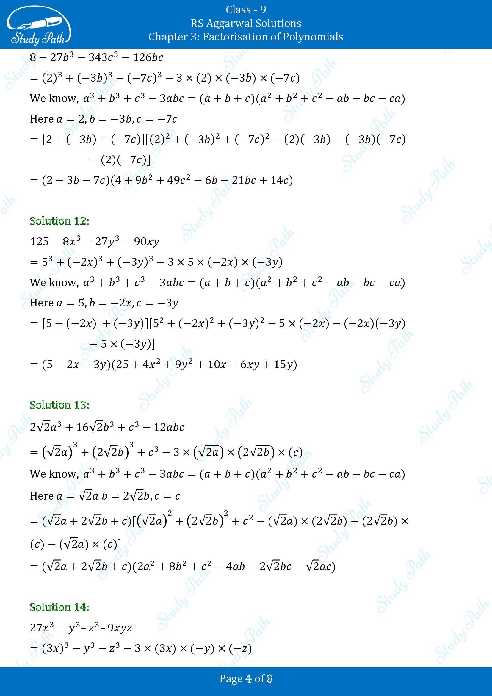 RS Aggarwal Solutions Class 9 Chapter 3 Factorisation of Polynomials Exercise 3G 00004