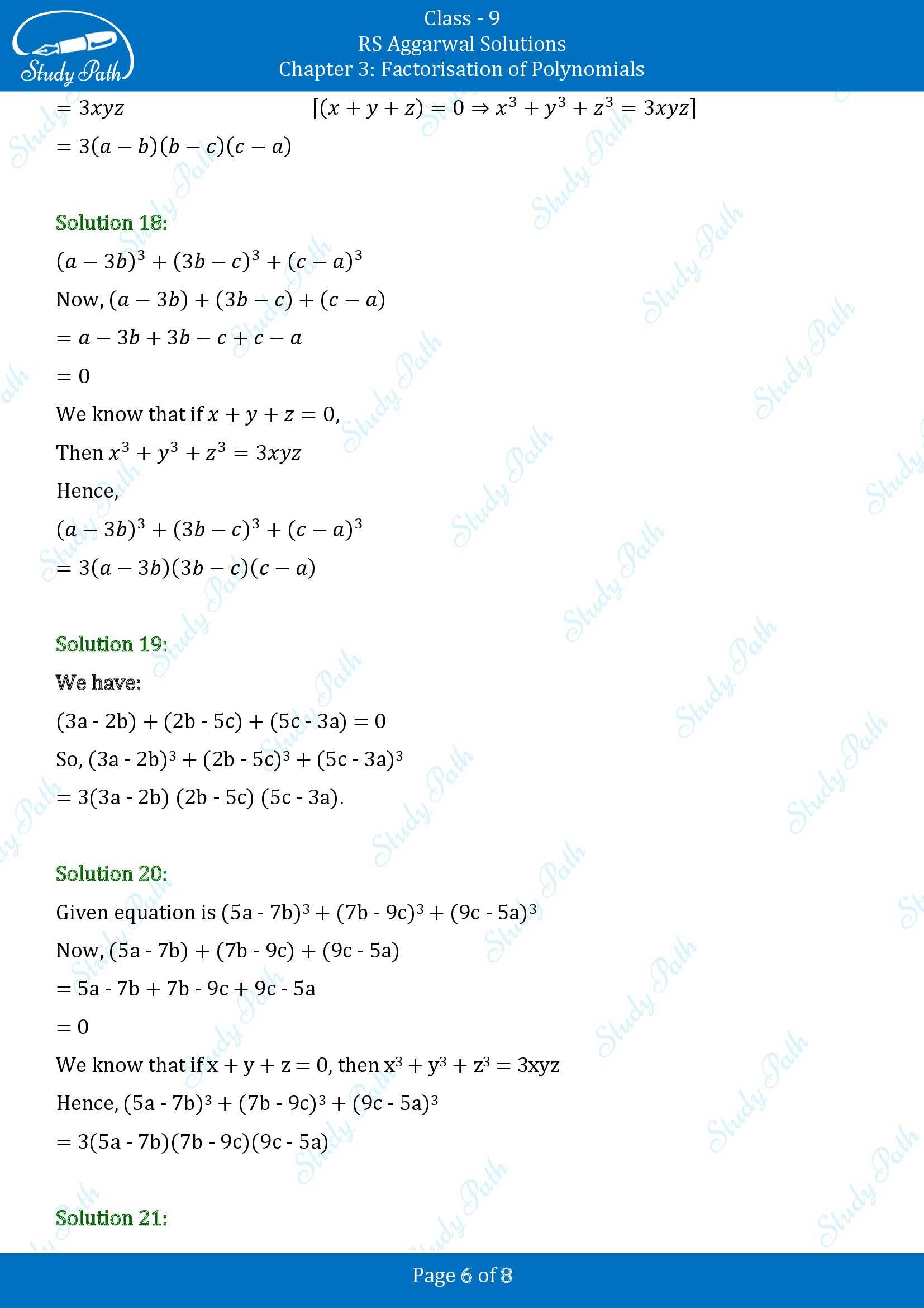 RS Aggarwal Solutions Class 9 Chapter 3 Factorisation of Polynomials Exercise 3G 00006