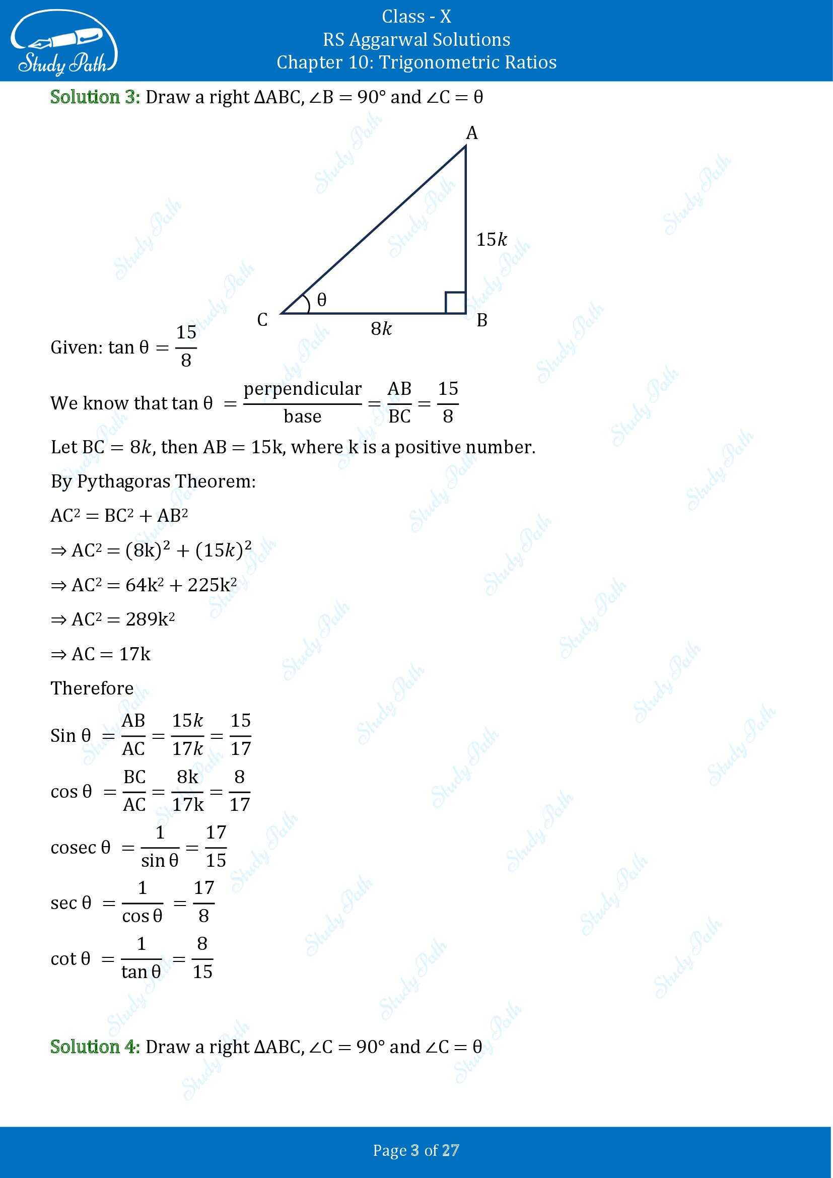 RS Aggarwal Solutions for Class 10 Chapter 10 Trigonometric Ratios Exercise 10 00003