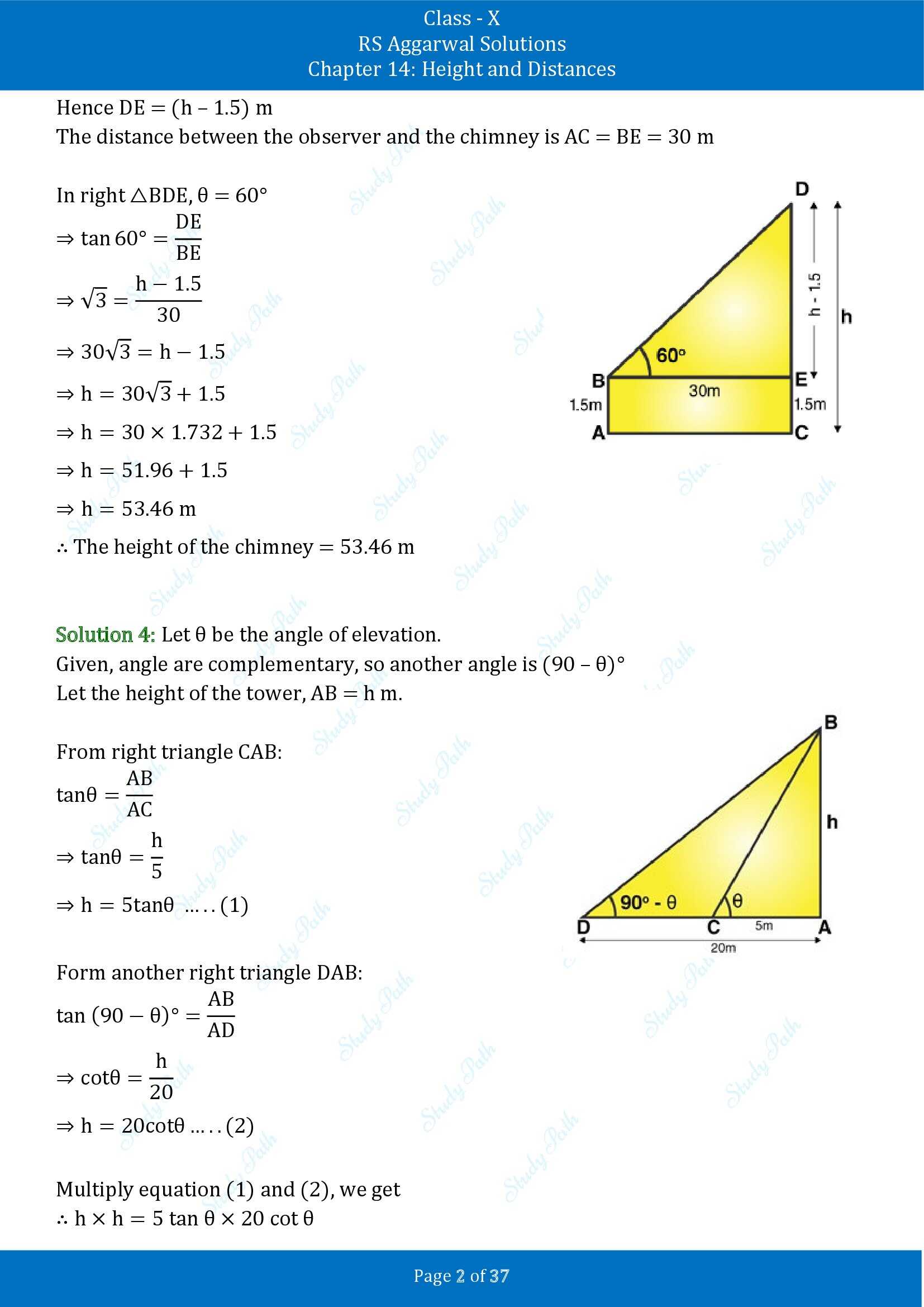RS Aggarwal Solutions for Class 10 Chapter 14 Height and Distances Exercise 14 00002