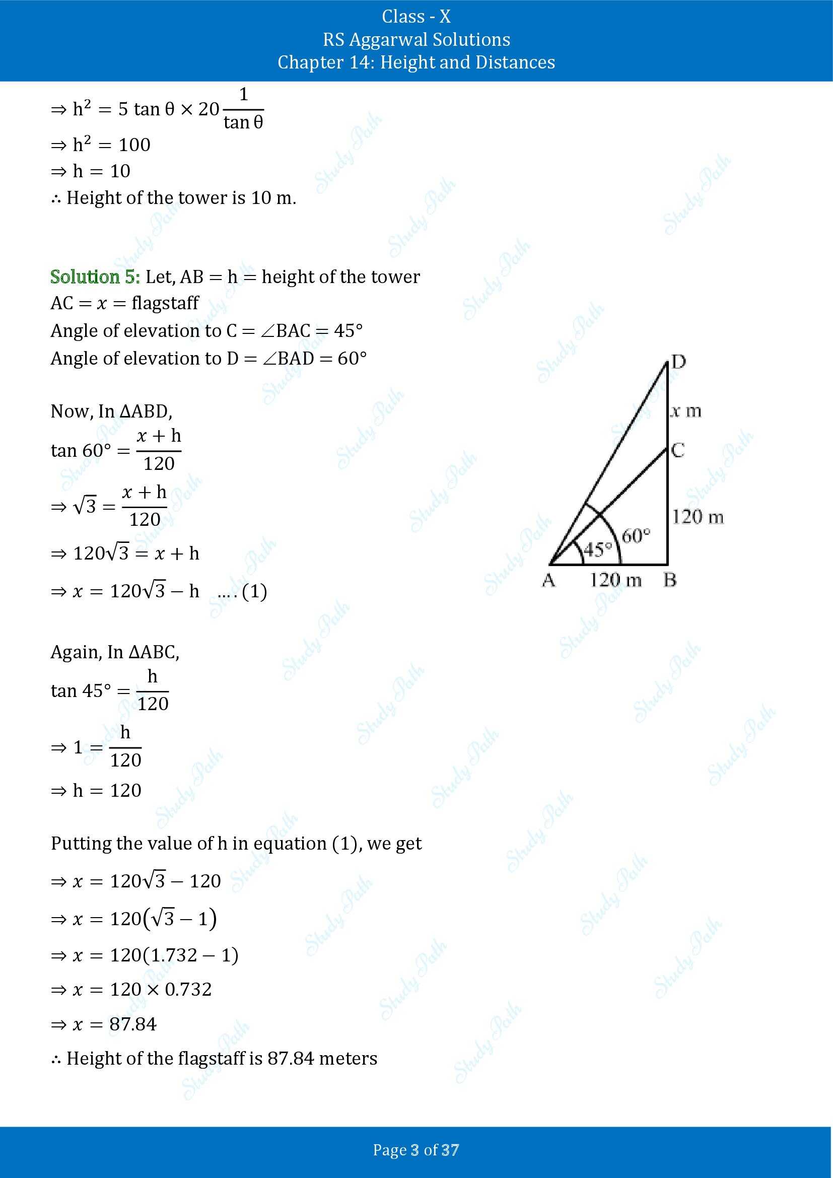 RS Aggarwal Solutions for Class 10 Chapter 14 Height and Distances Exercise 14 00003