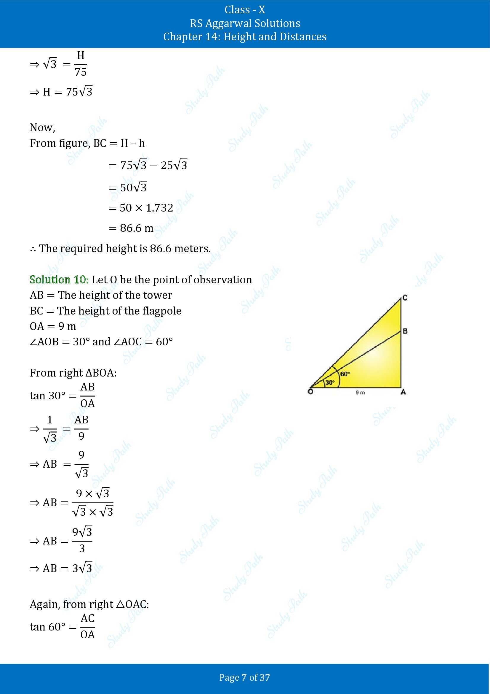 RS Aggarwal Solutions for Class 10 Chapter 14 Height and Distances Exercise 14 00007