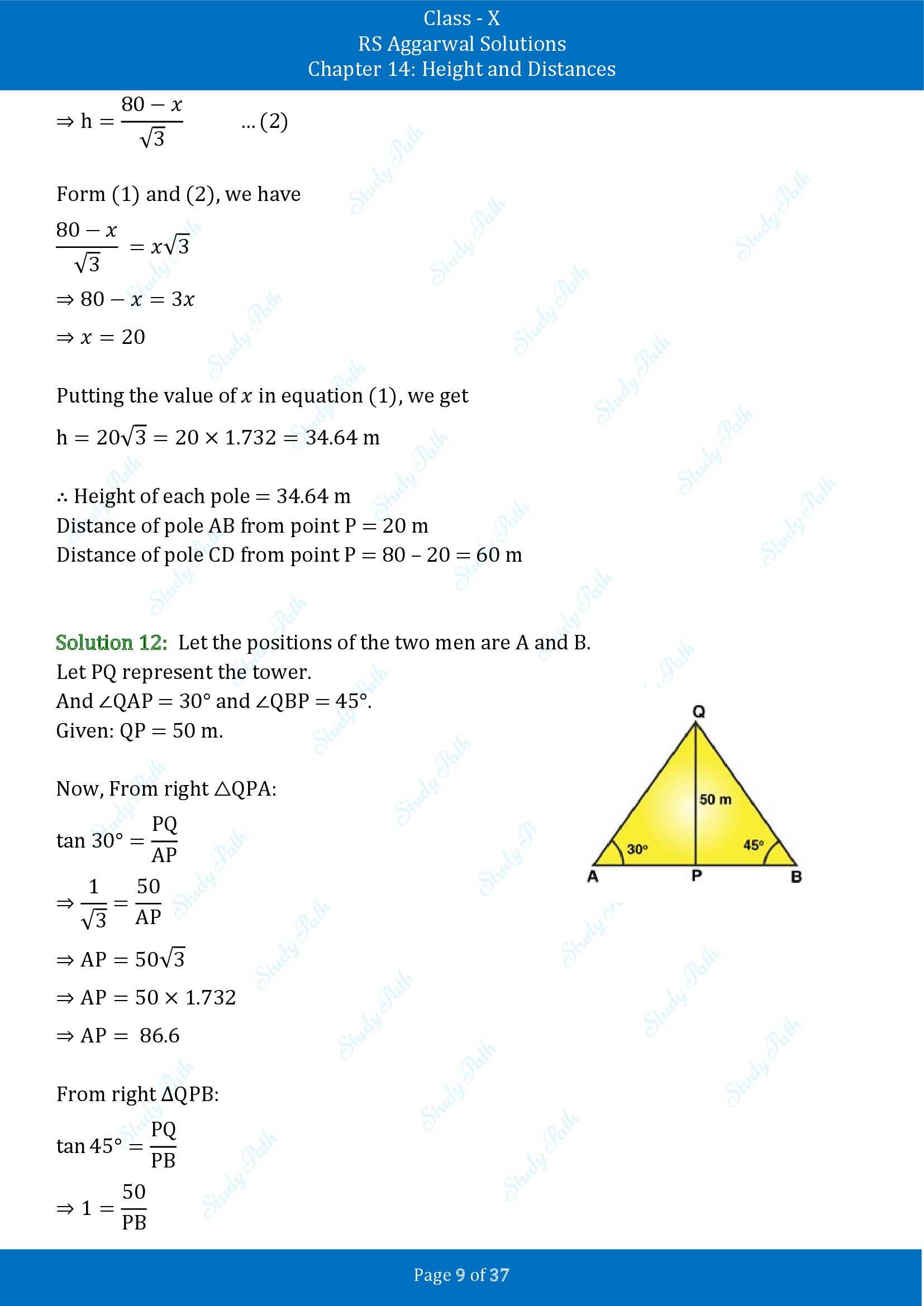 RS Aggarwal Solutions for Class 10 Chapter 14 Height and Distances Exercise 14 00009